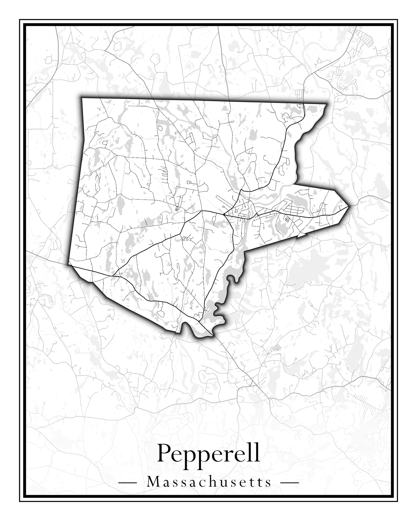 Massachusetts Towns - Street Map (Peabody - Pepperell)