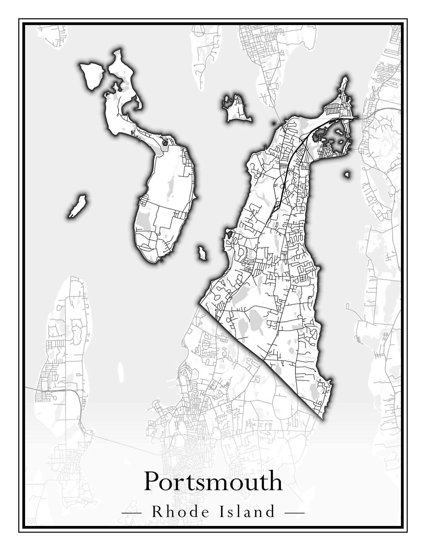 Rhode Island Towns - Street Map (North Smithfield - Providence)