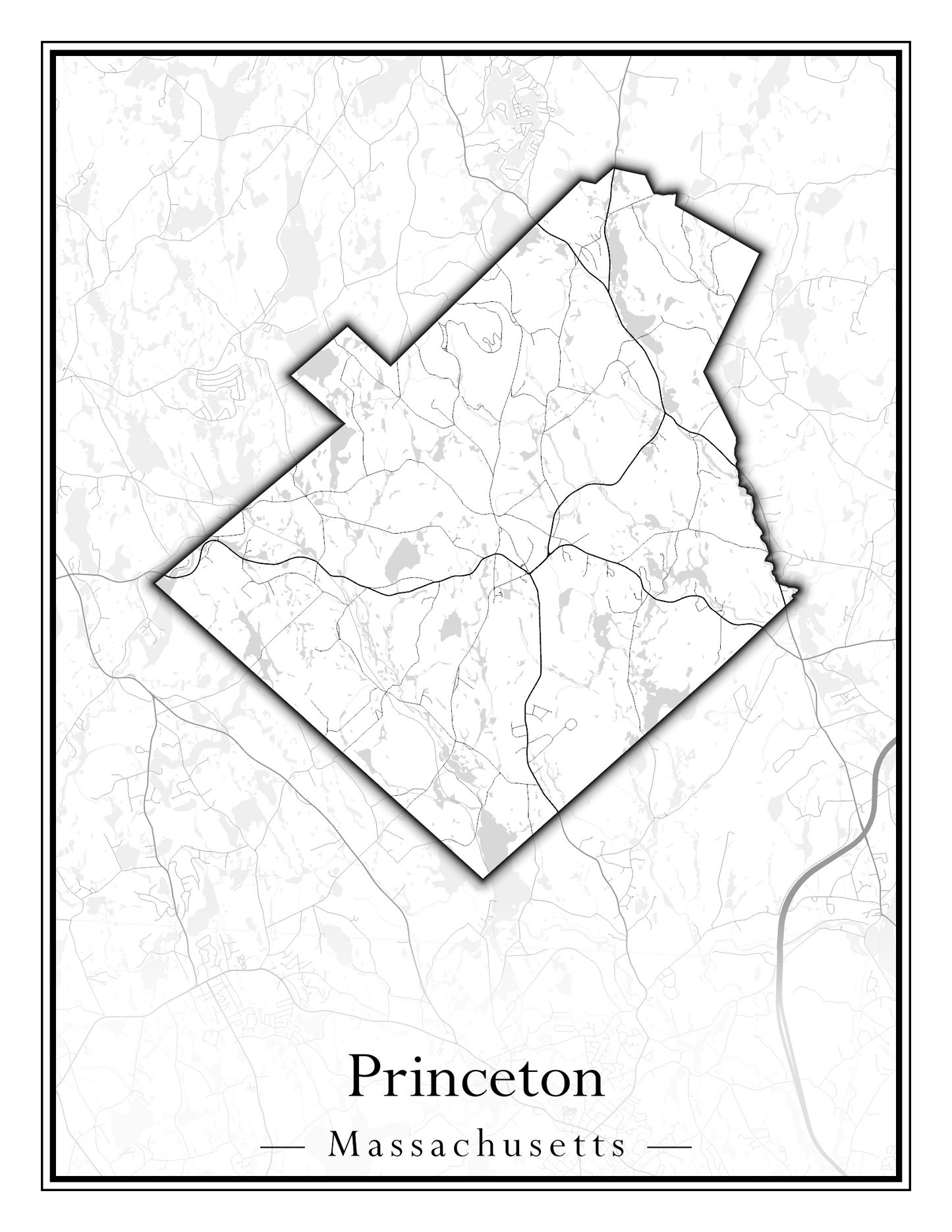 Massachusetts Towns - Street Map (Princeton - Randolph)