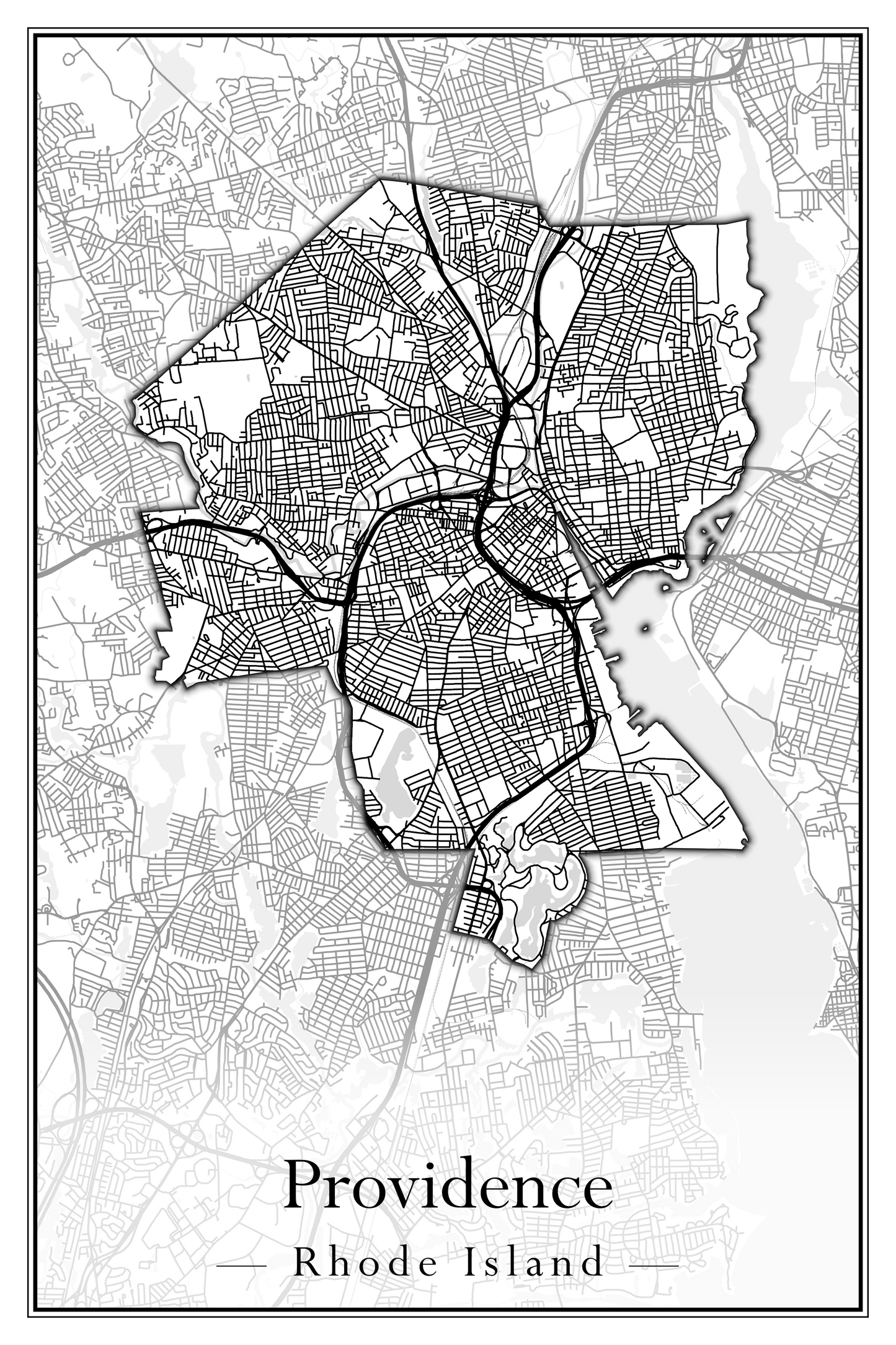 Rhode Island Towns - Street Map (North Smithfield - Providence)