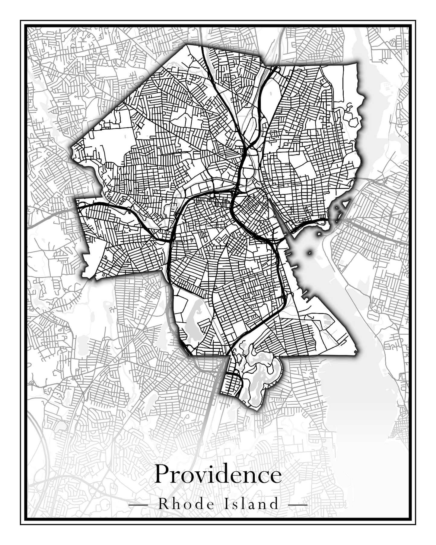 Rhode Island Towns - Street Map (North Smithfield - Providence)