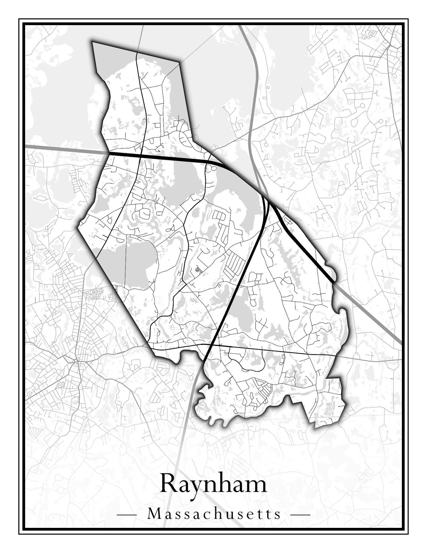 Massachusetts Towns - Street Map (Raynham - Revere)