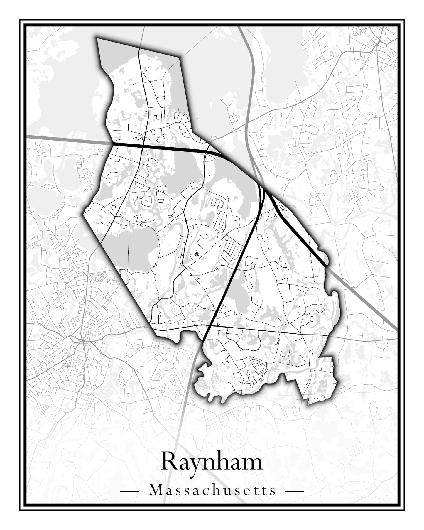 Massachusetts Towns - Street Map (Raynham - Revere)