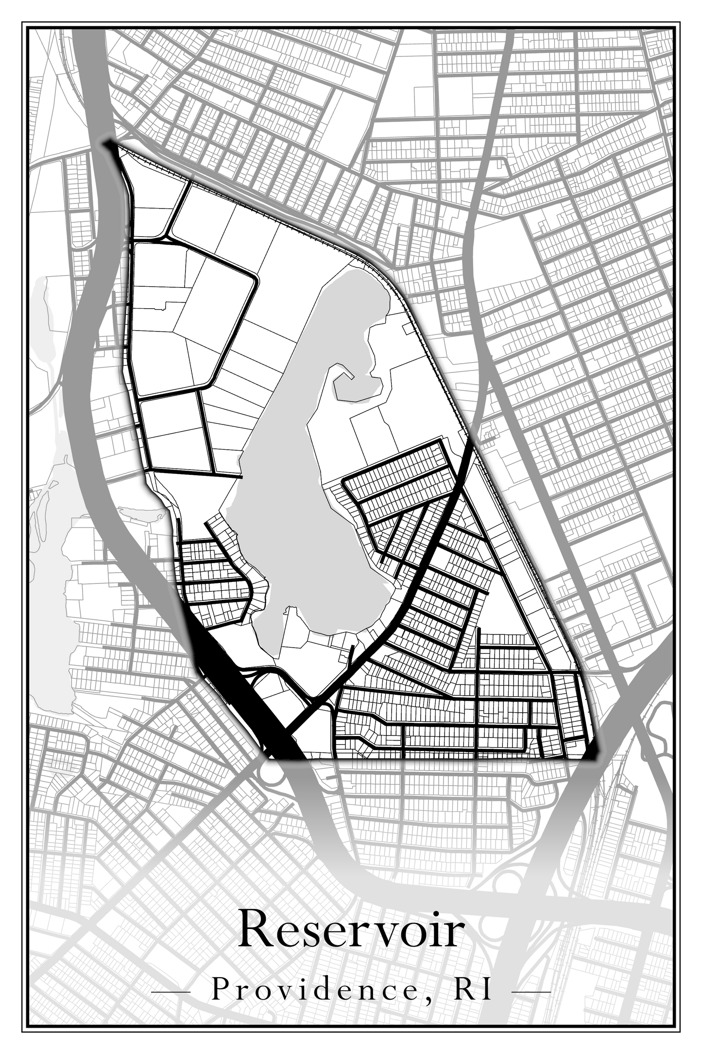 Providence Neighborhoods - Street Map (Mount Hope - Reservoir)