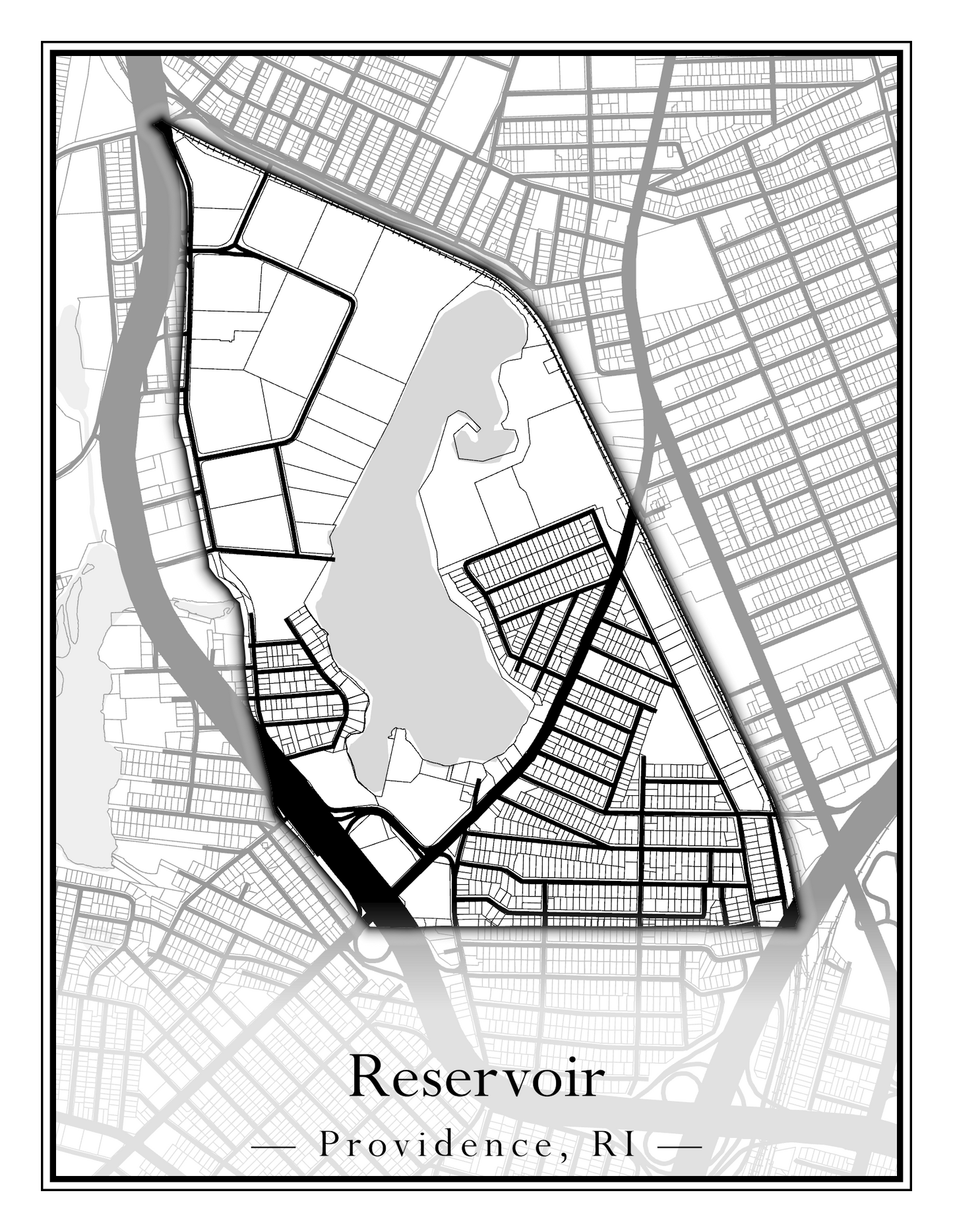 Providence Neighborhoods - Street Map (Mount Hope - Reservoir)