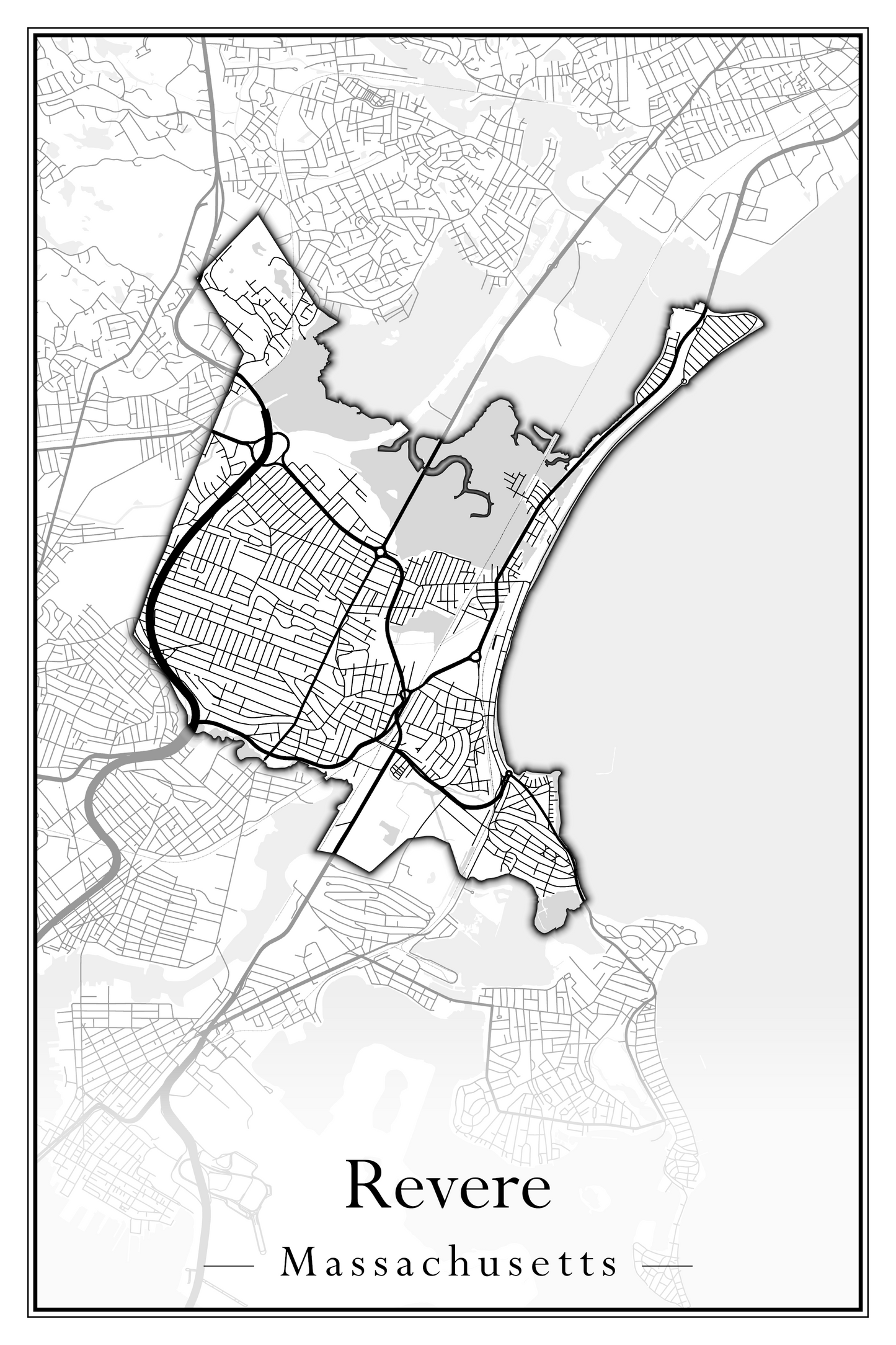 Massachusetts Towns - Street Map (Raynham - Revere)