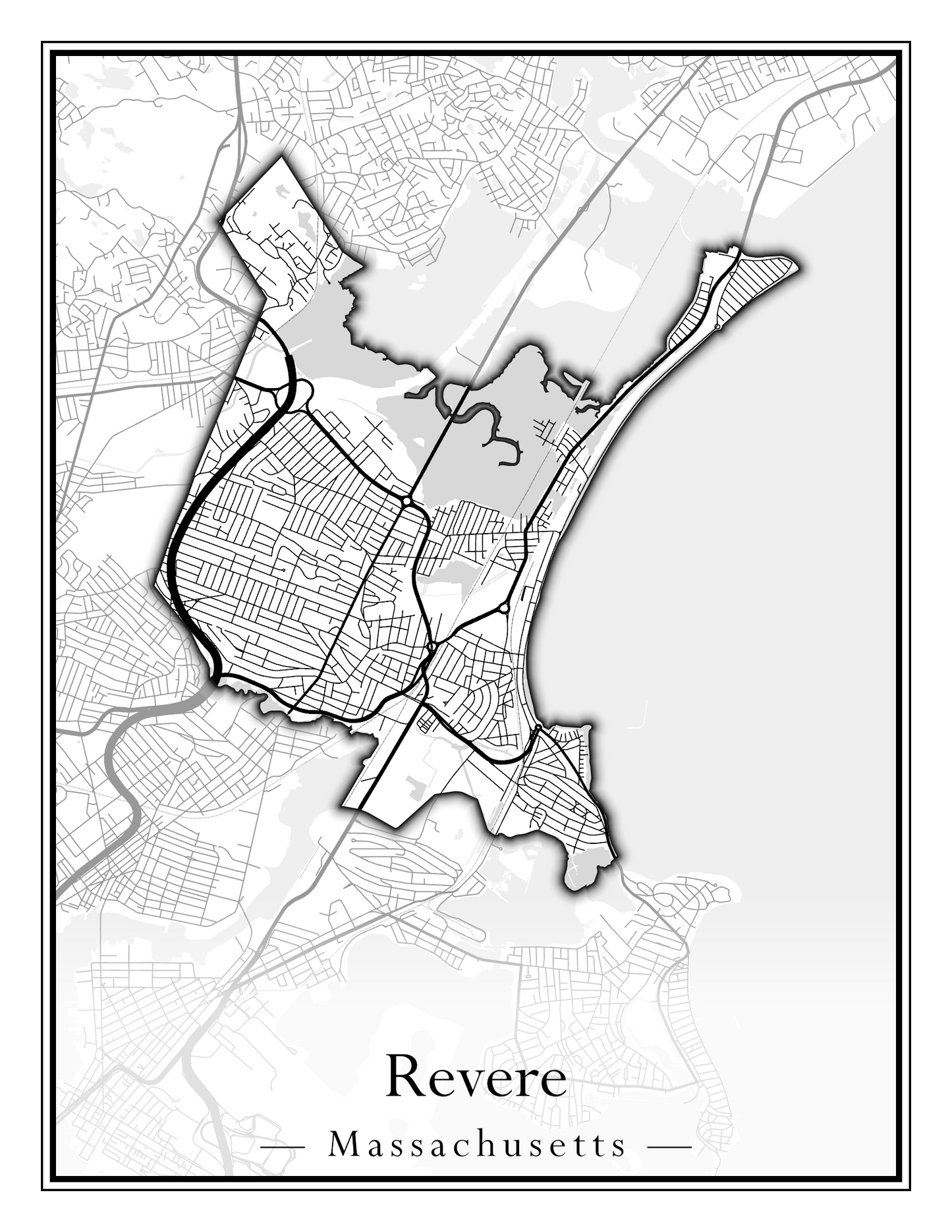 Massachusetts Towns - Street Map (Raynham - Revere)