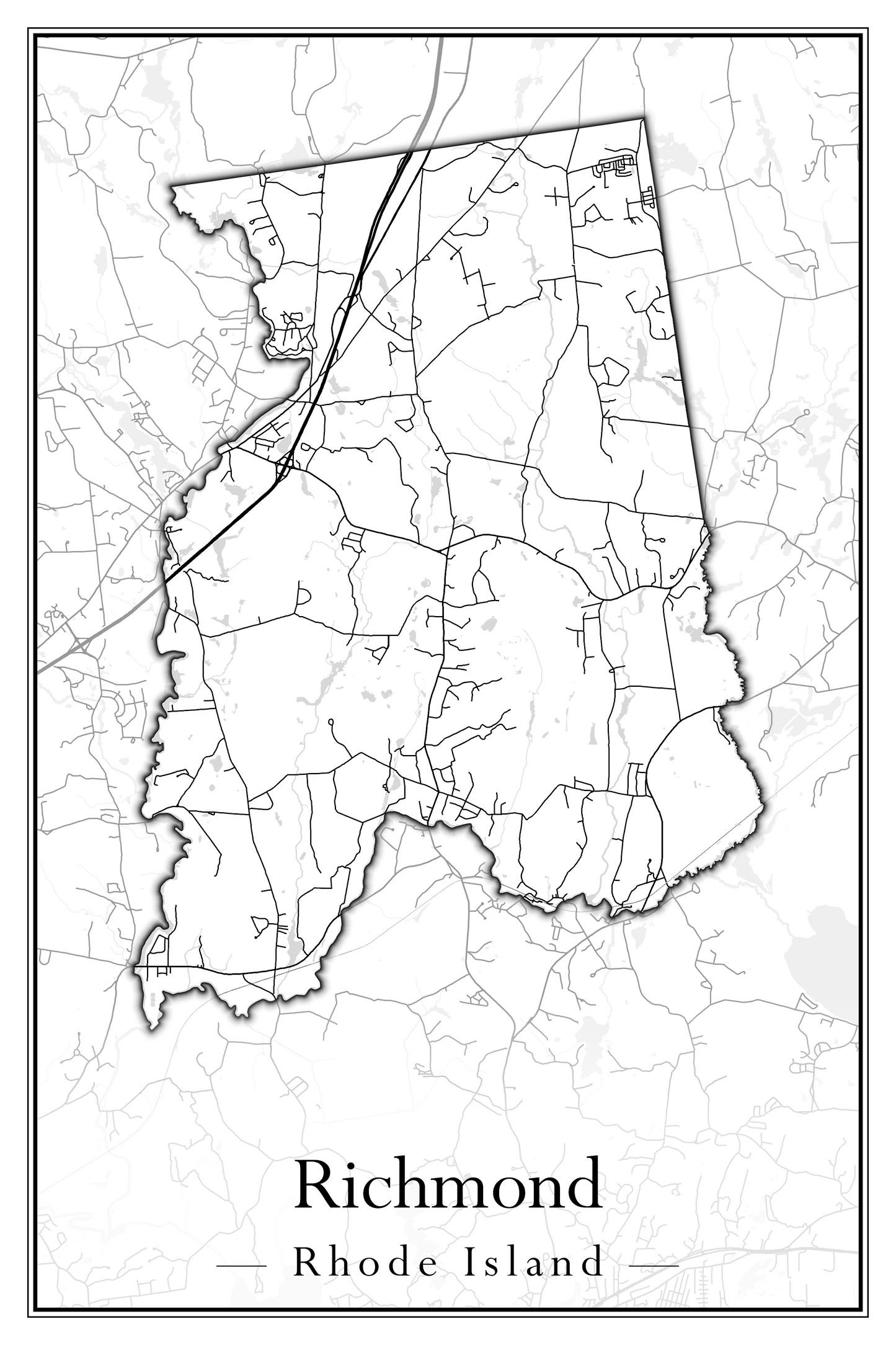 Rhode Island Towns - Street Map (Richmond - South Kingstown)