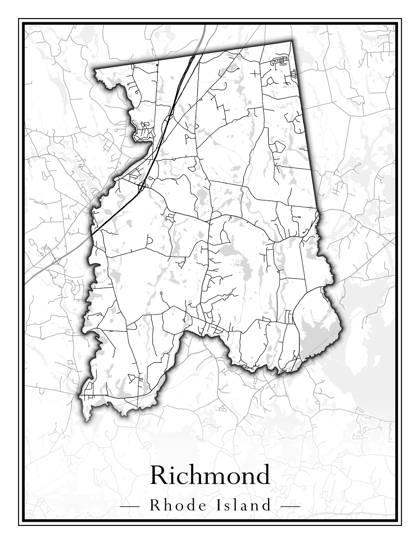 Rhode Island Towns - Street Map (Richmond - South Kingstown)