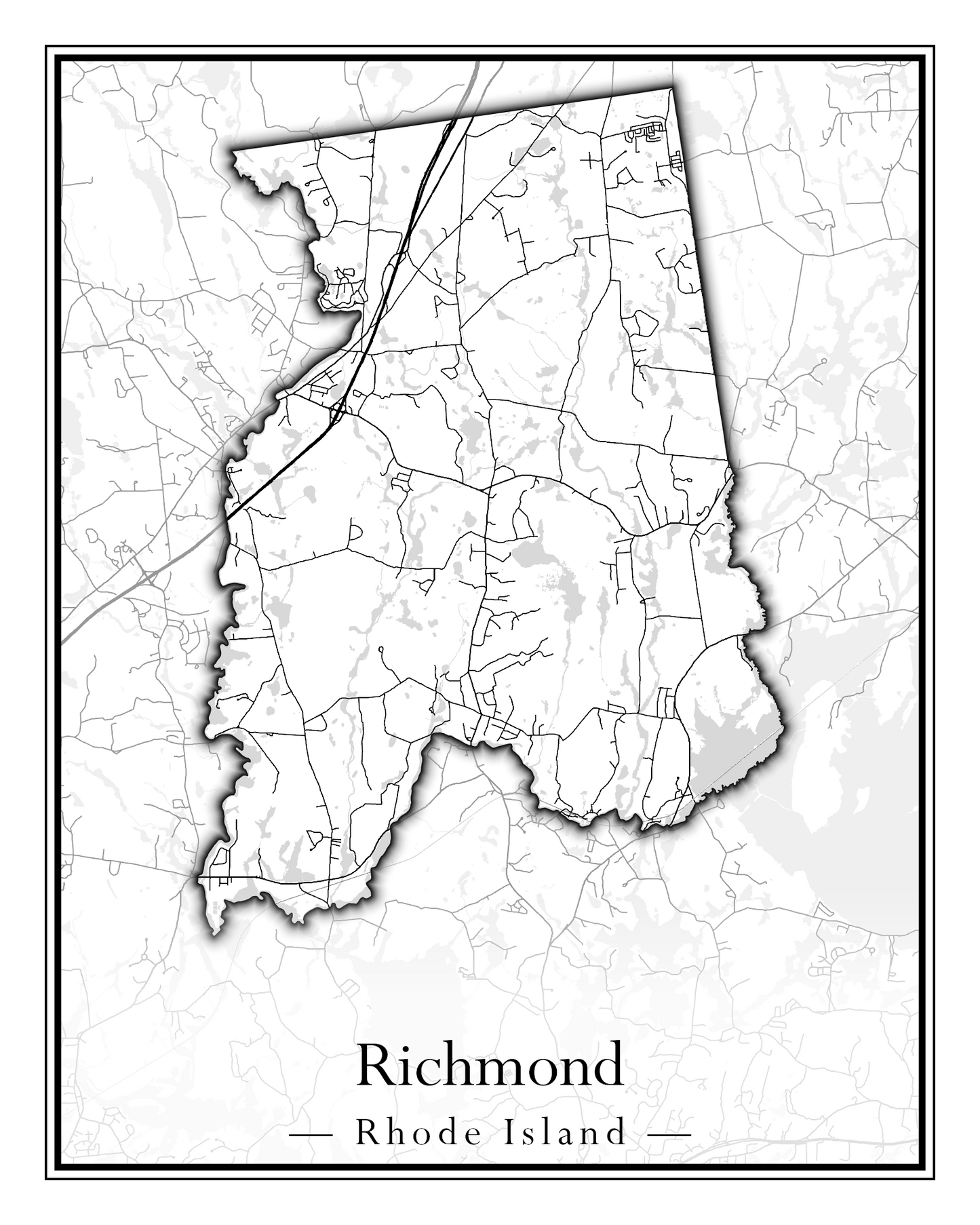 Rhode Island Towns - Street Map (Richmond - South Kingstown)