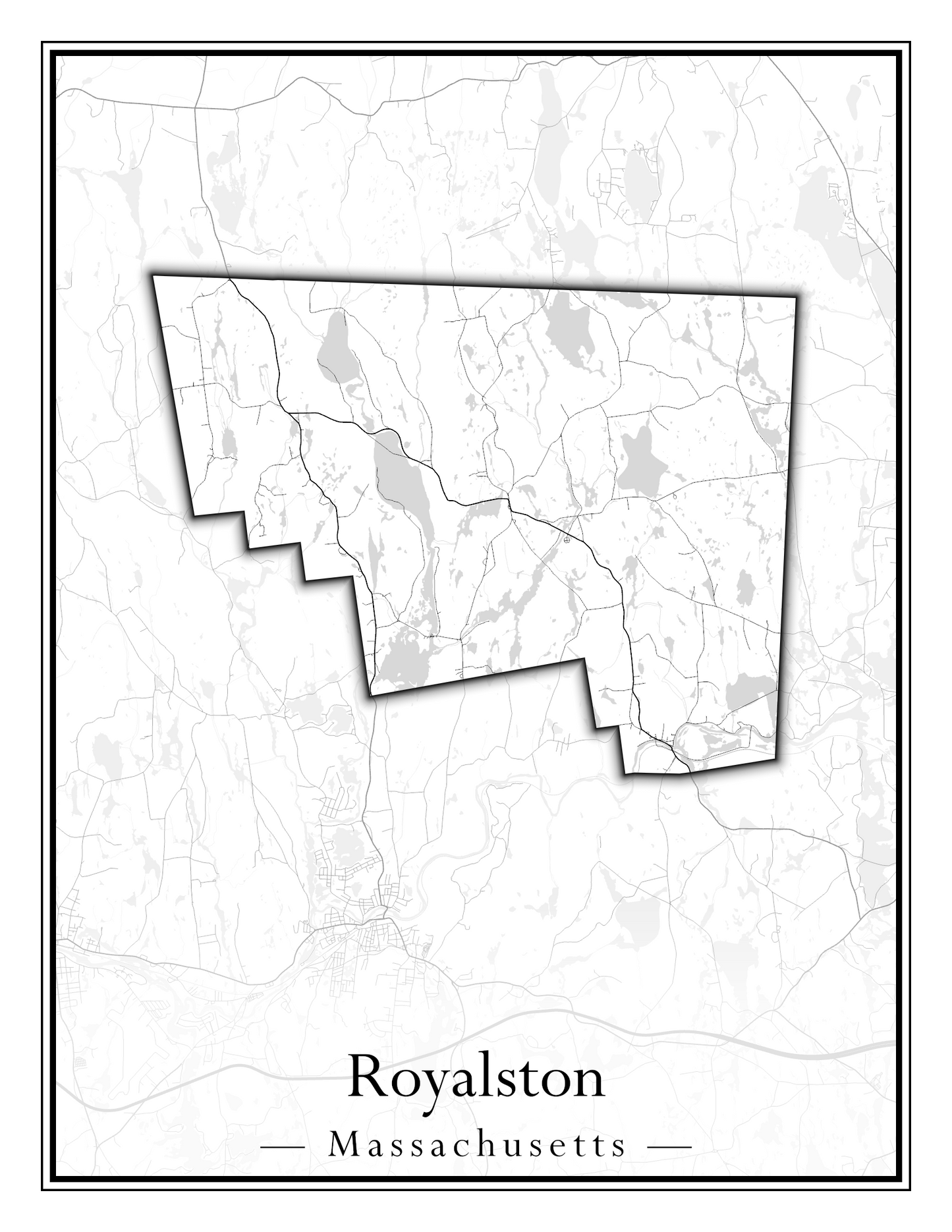 Massachusetts Towns - Street Map (Rowe - Russell)