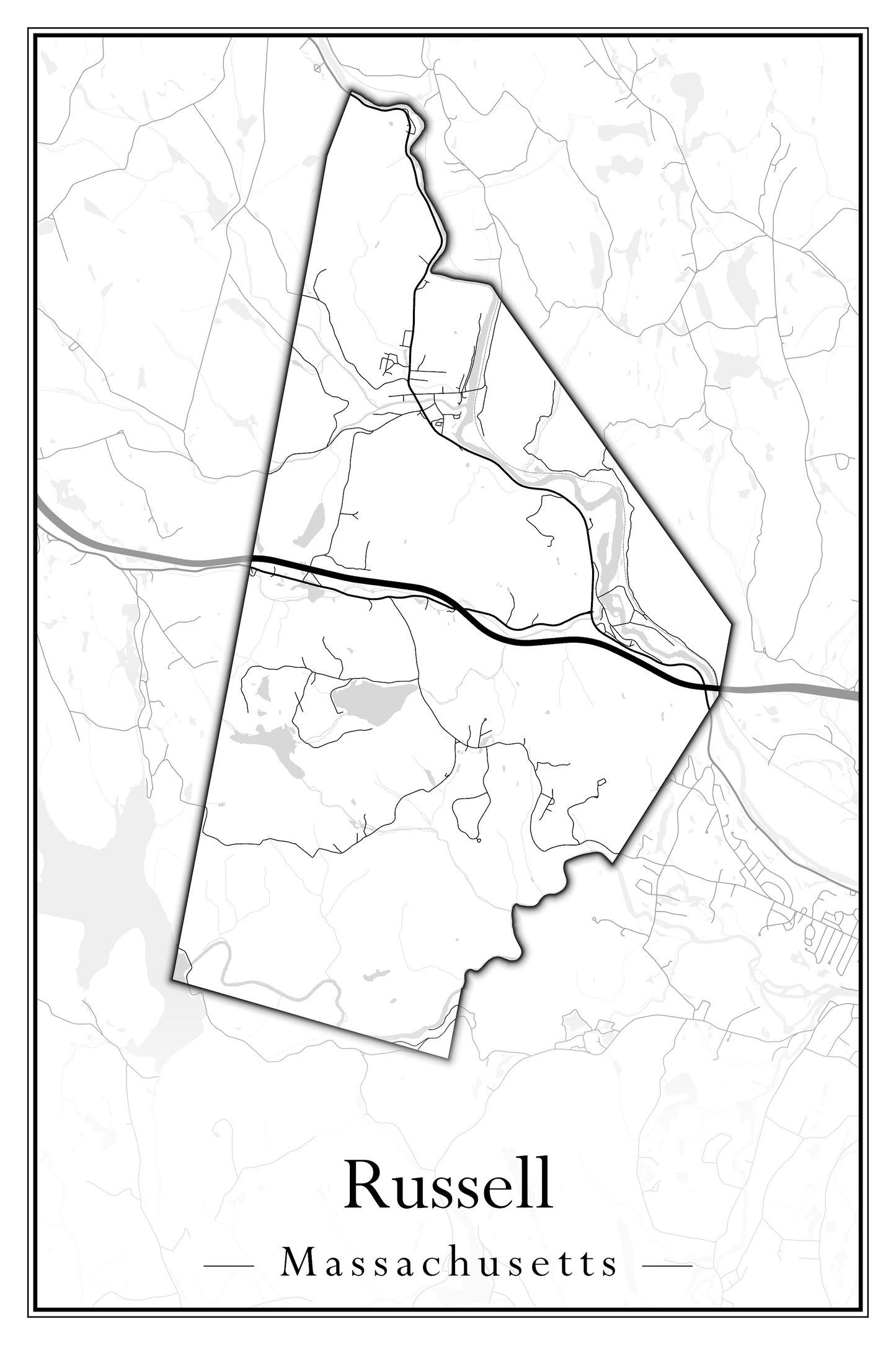 Massachusetts Towns - Street Map (Rowe - Russell)