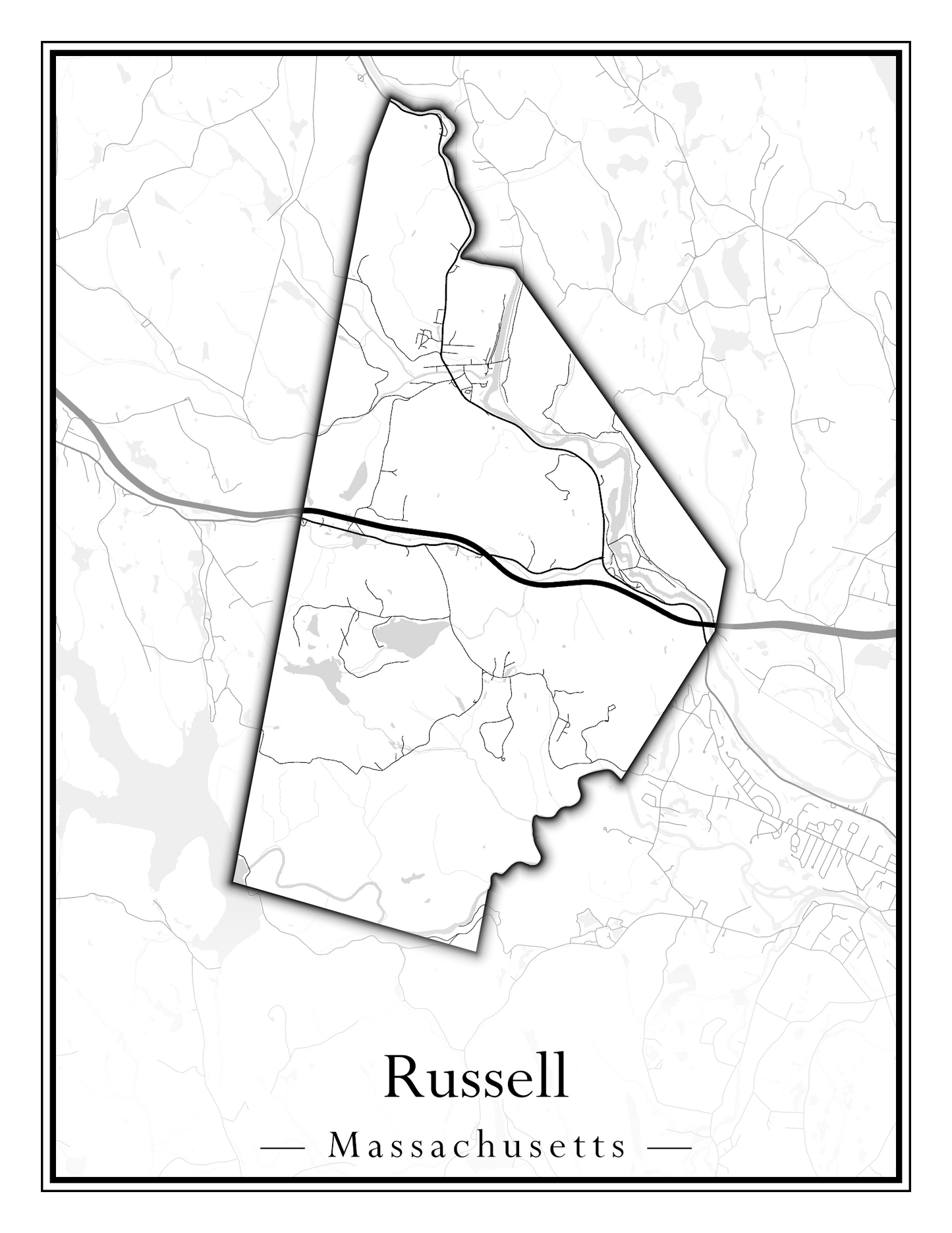 Massachusetts Towns - Street Map (Rowe - Russell)