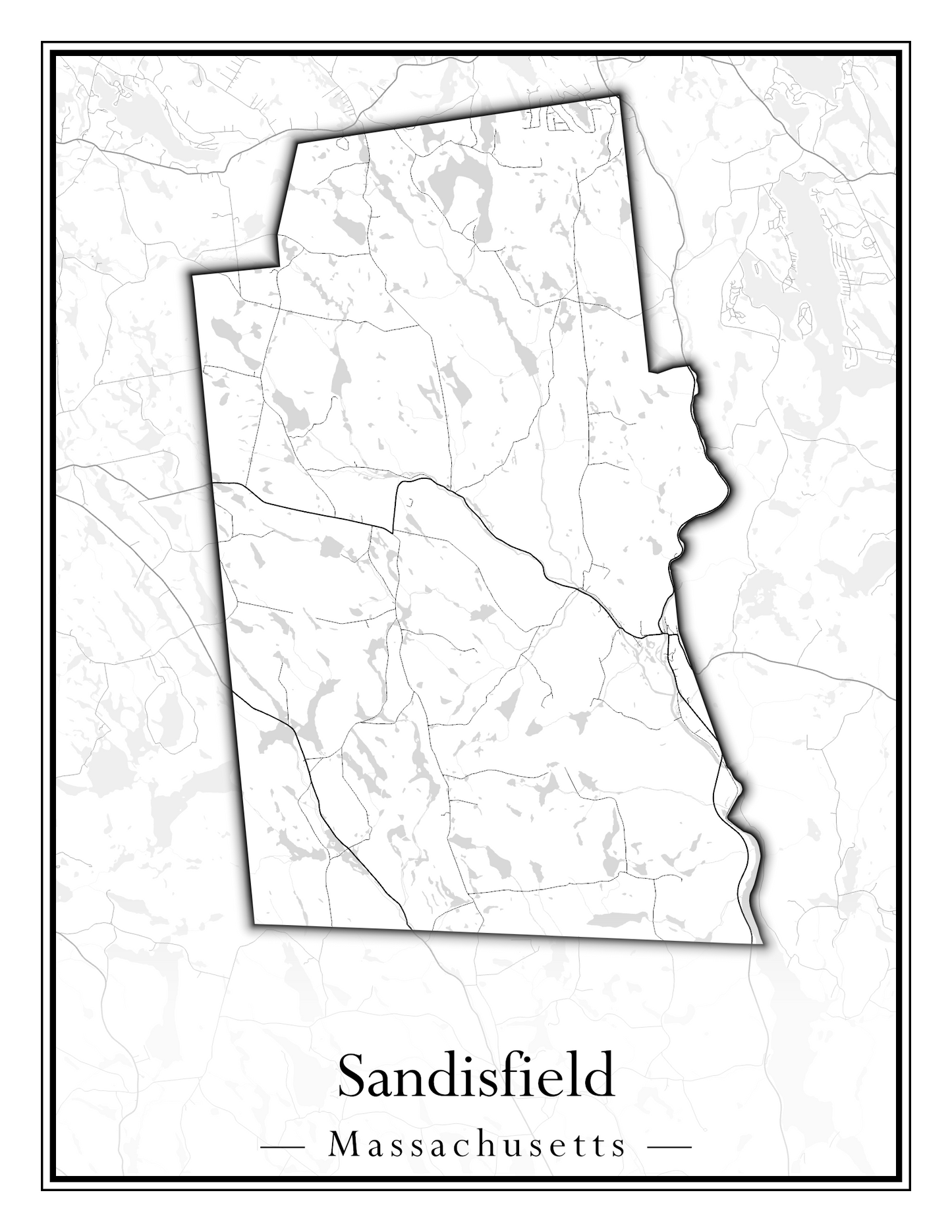 Massachusetts Towns - Street Map (Rutland - Sandisfield)