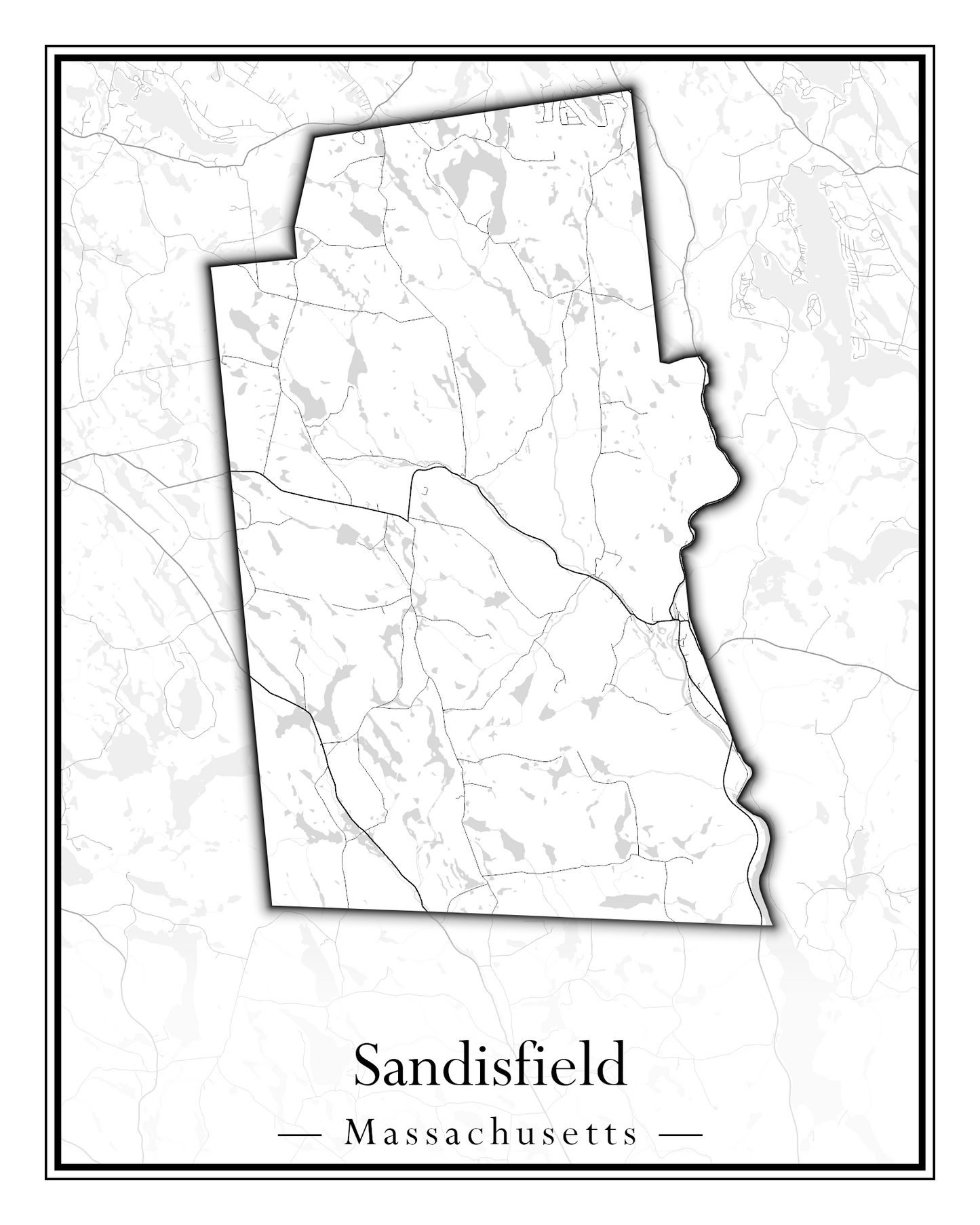 Massachusetts Towns - Street Map (Rutland - Sandisfield)