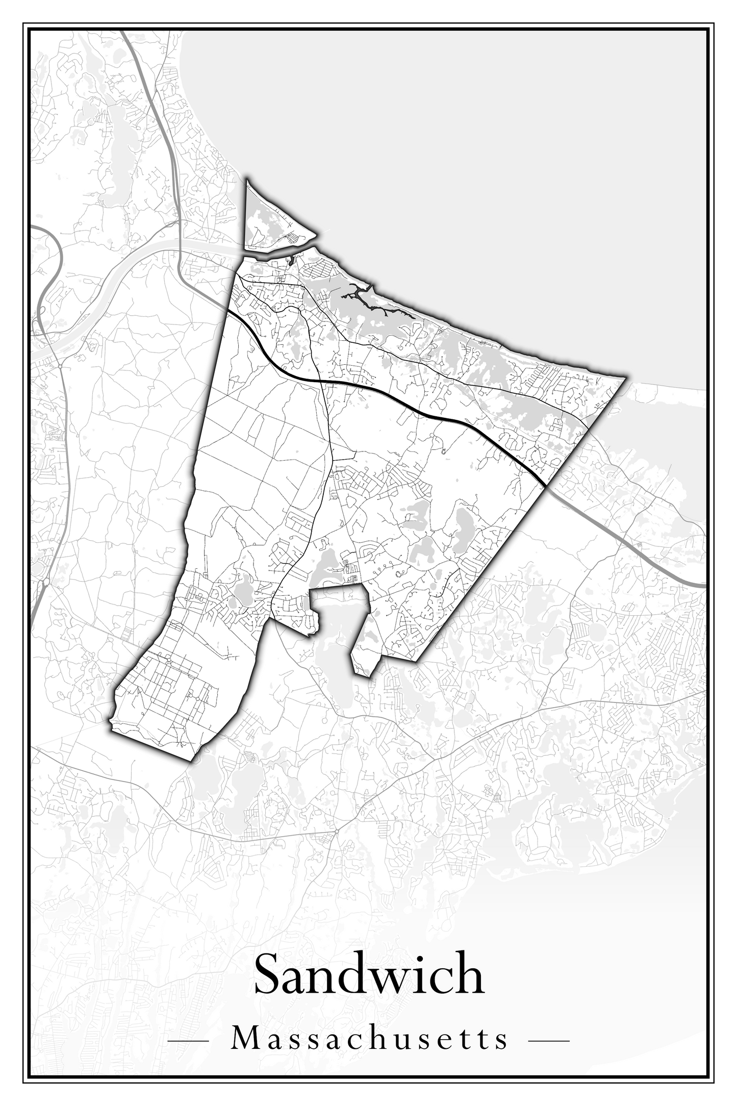 Massachusetts Towns - Street Map (Sandwich - Scituate)