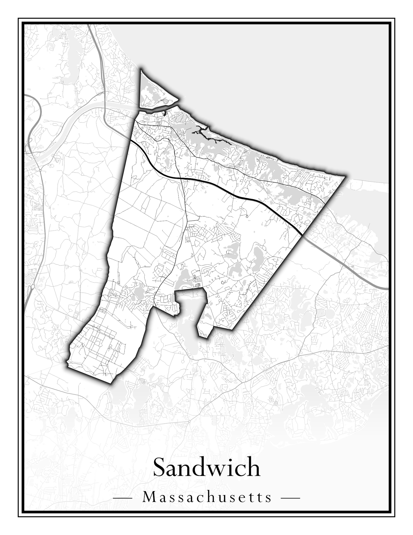 Massachusetts Towns - Street Map (Sandwich - Scituate)