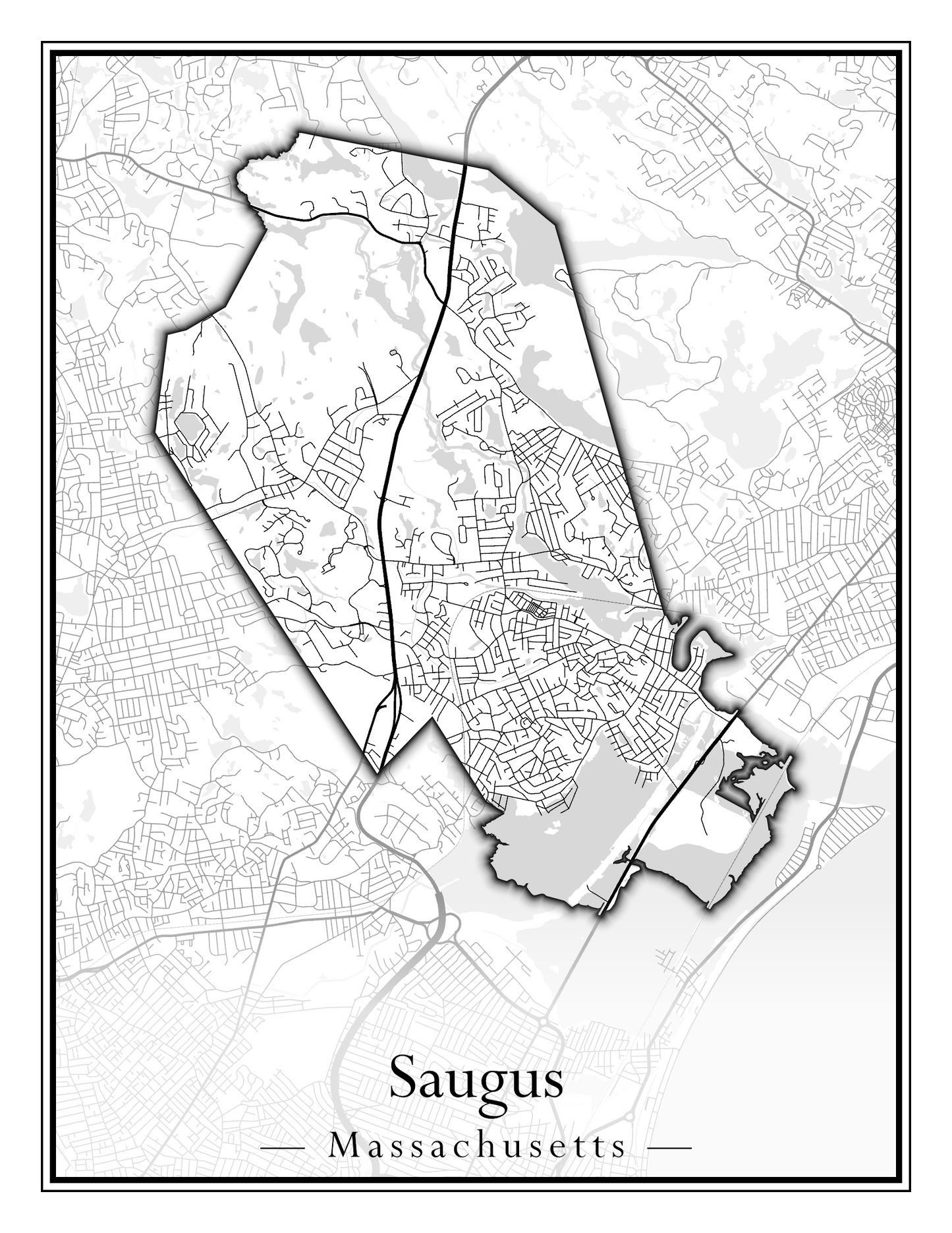 Massachusetts Towns - Street Map (Sandwich - Scituate)