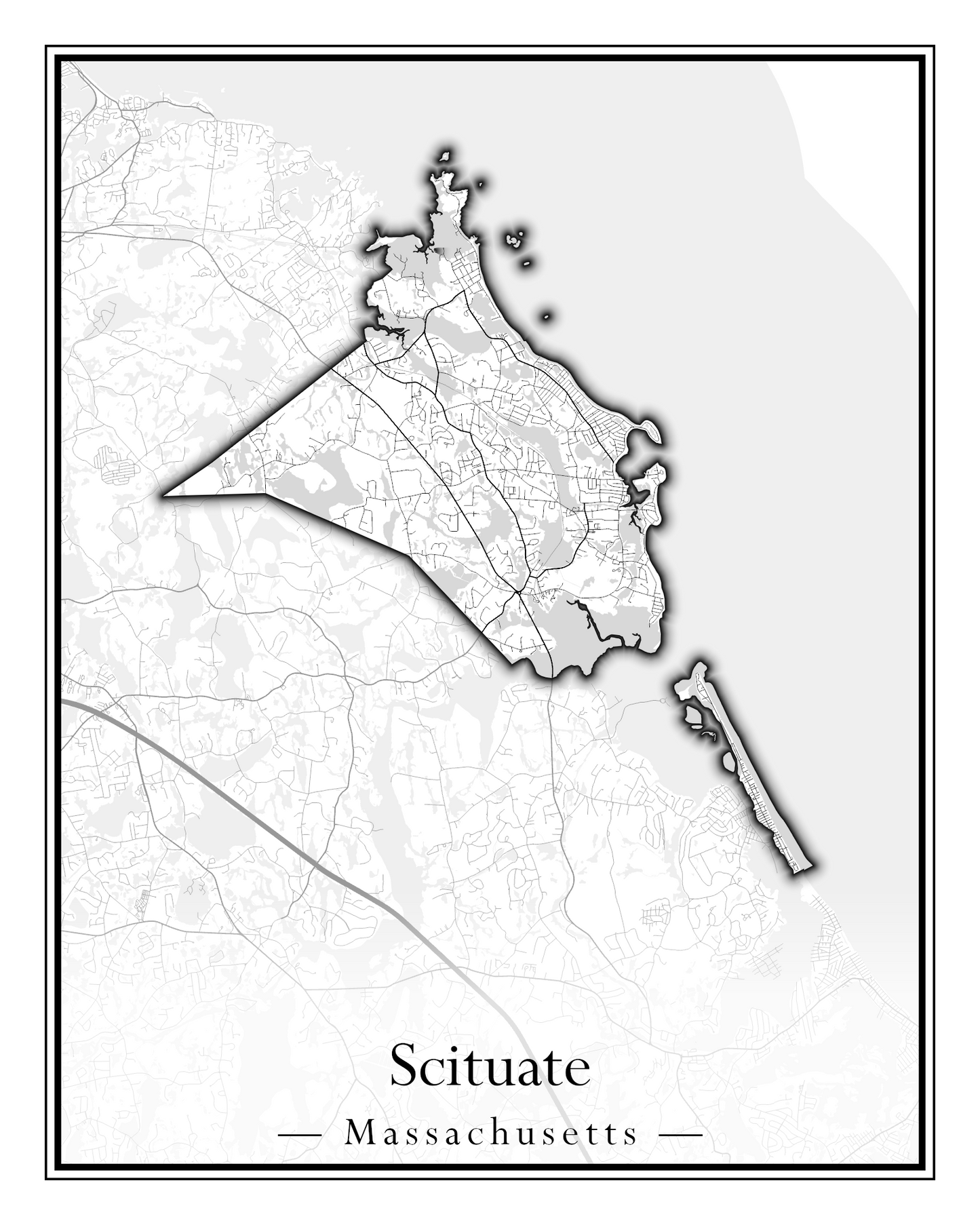 Massachusetts Towns - Street Map (Sandwich - Scituate)