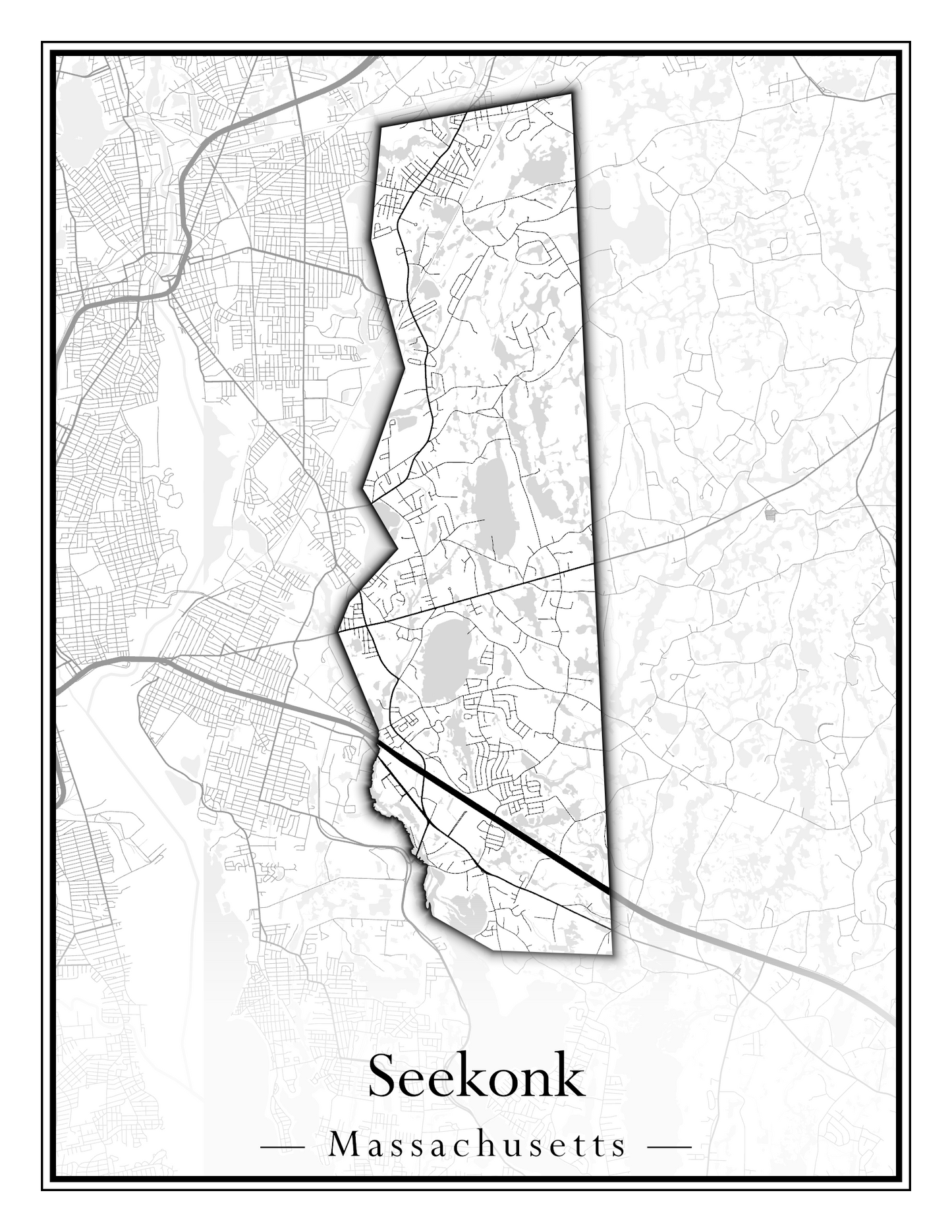 Massachusetts Towns - Street Map (Seekonk - Shelburne)