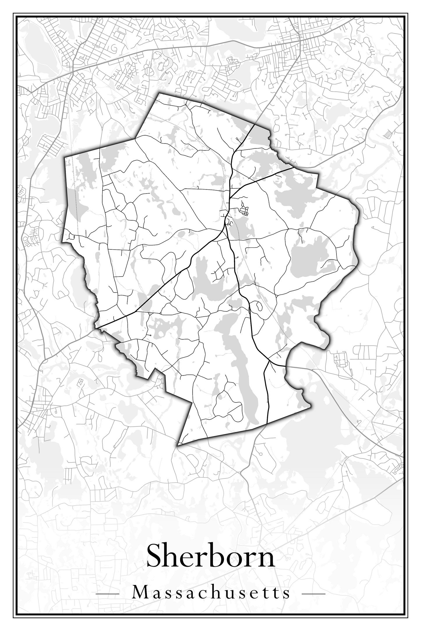 Massachusetts Towns - Street Map (Sherborn - Shutesbury)