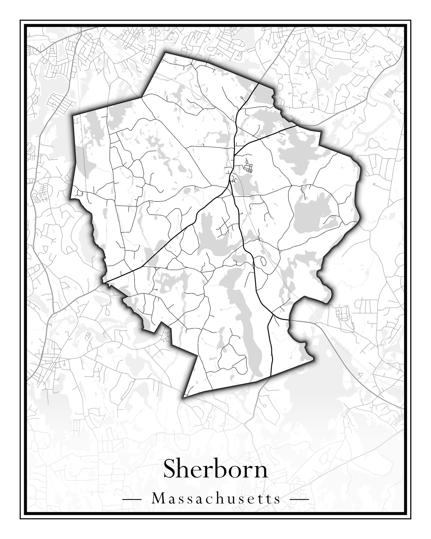 Massachusetts Towns - Street Map (Sherborn - Shutesbury)