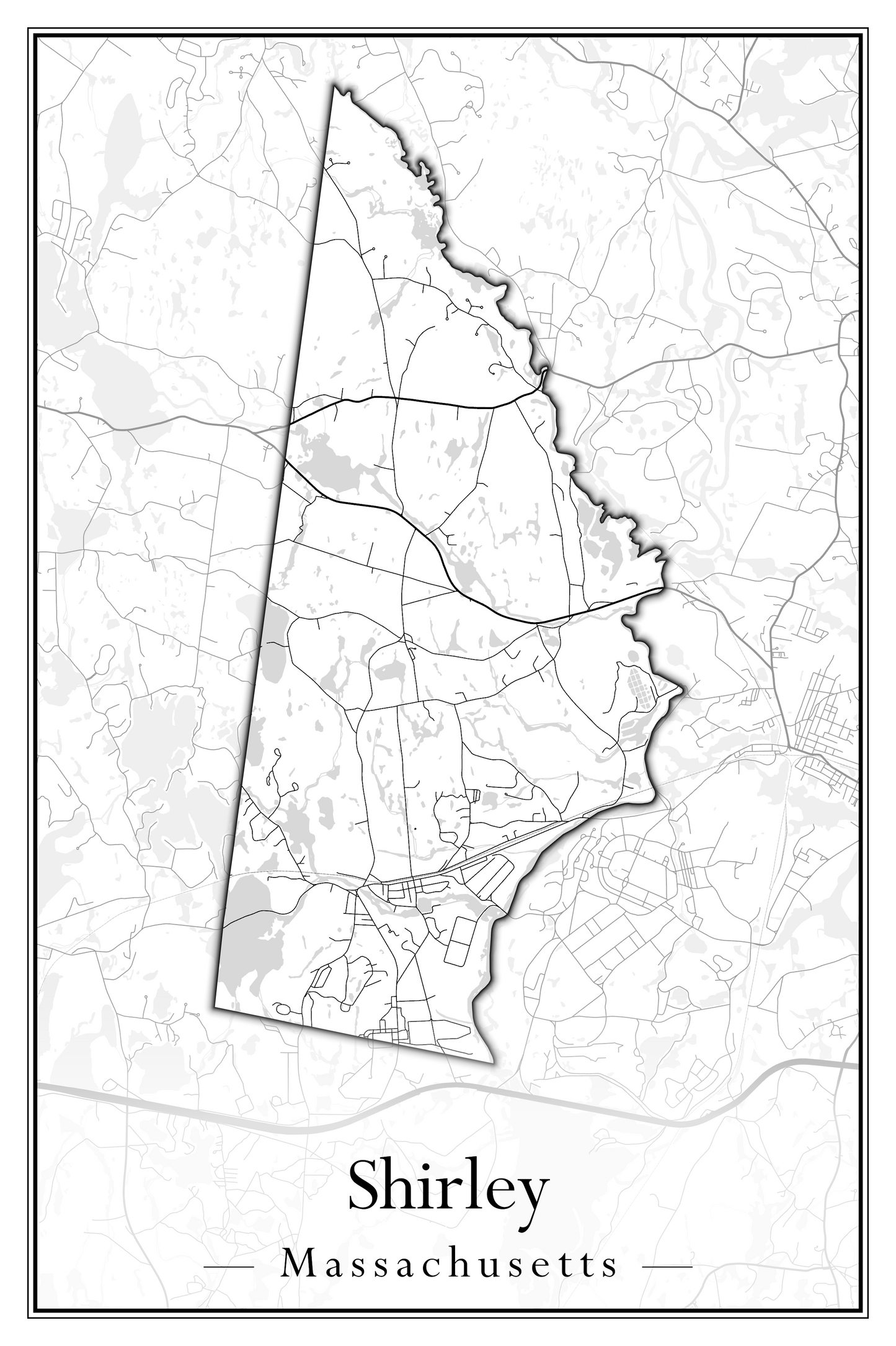 Massachusetts Towns - Street Map (Sherborn - Shutesbury)