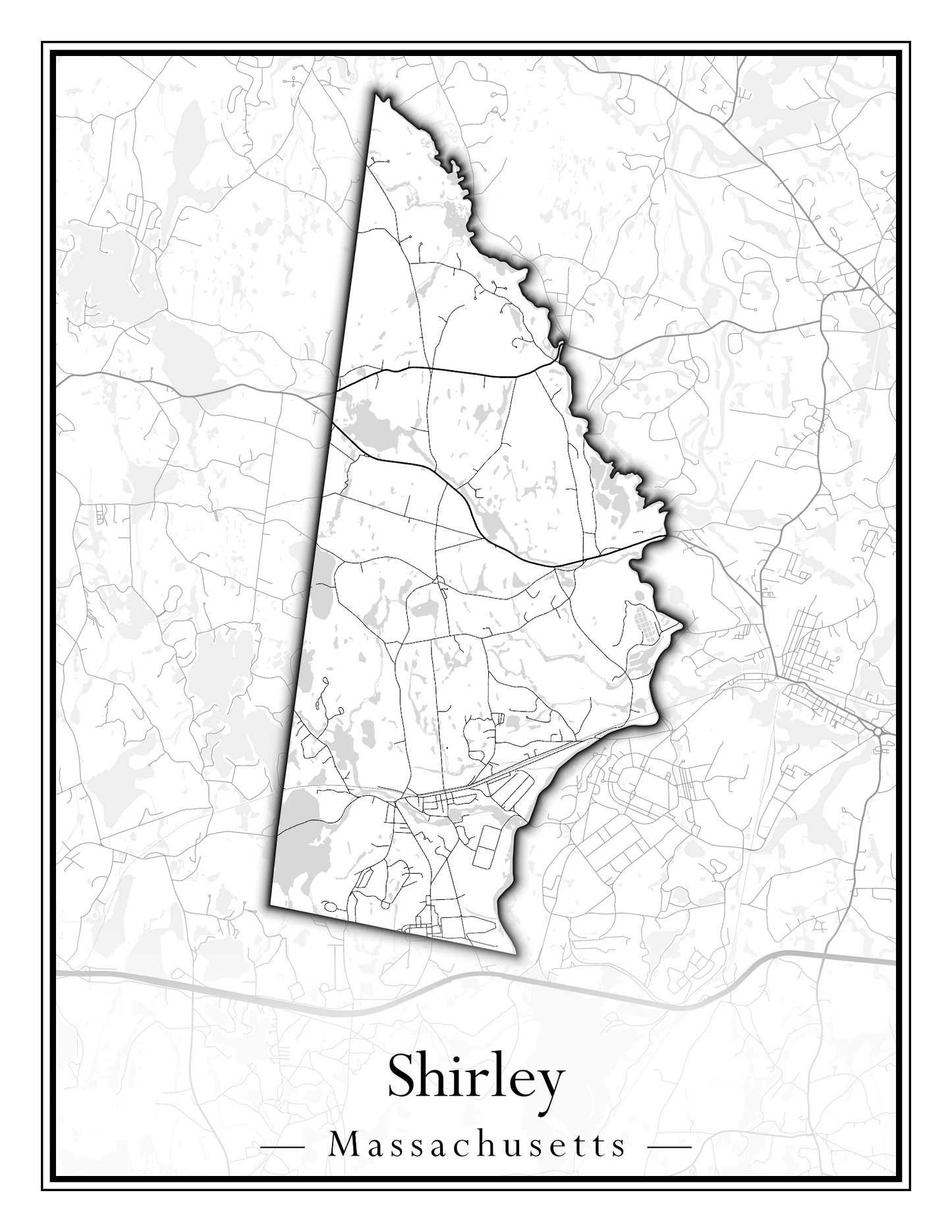 Massachusetts Towns - Street Map (Sherborn - Shutesbury)