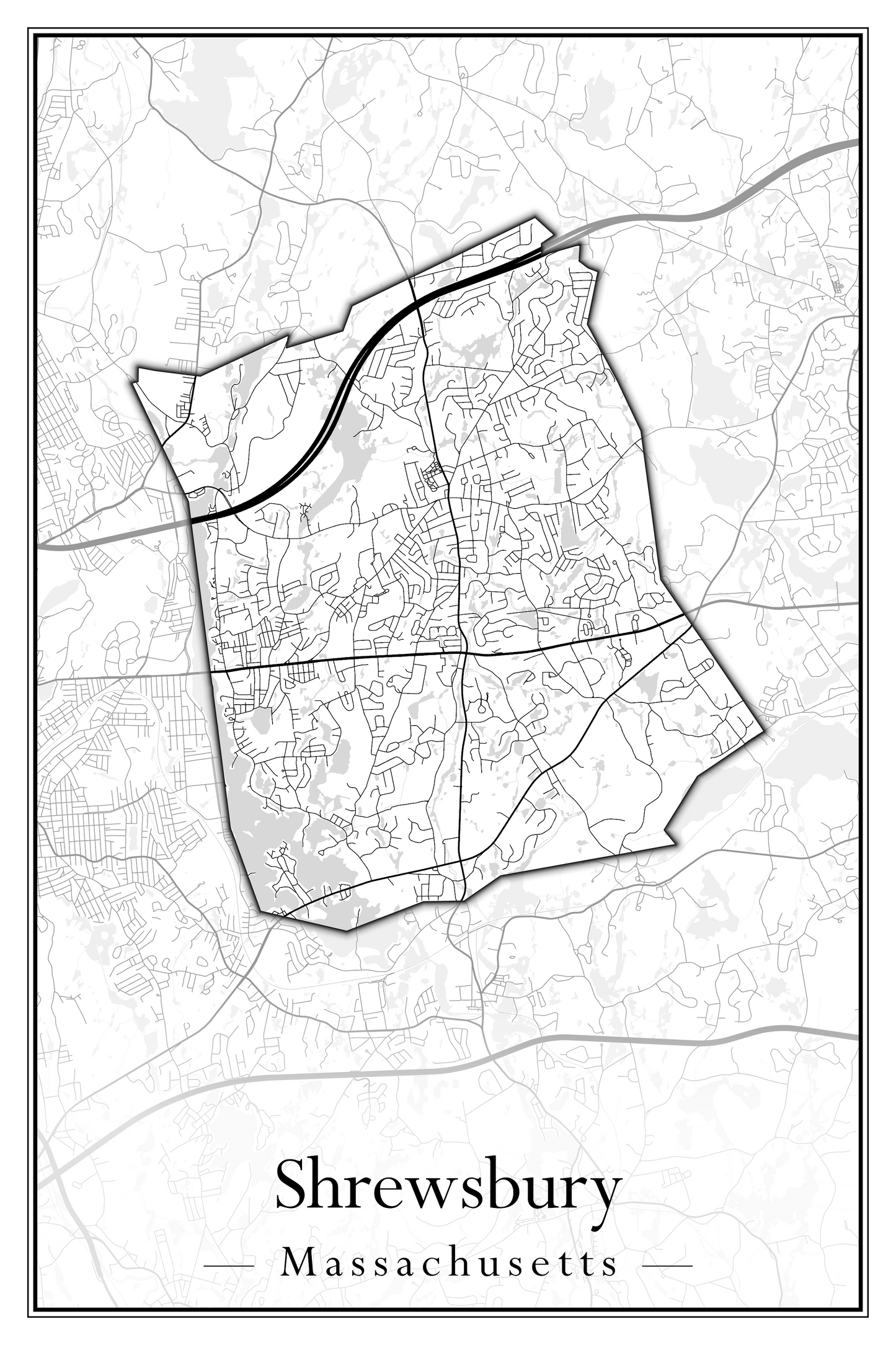 Massachusetts Towns - Street Map (Sherborn - Shutesbury)