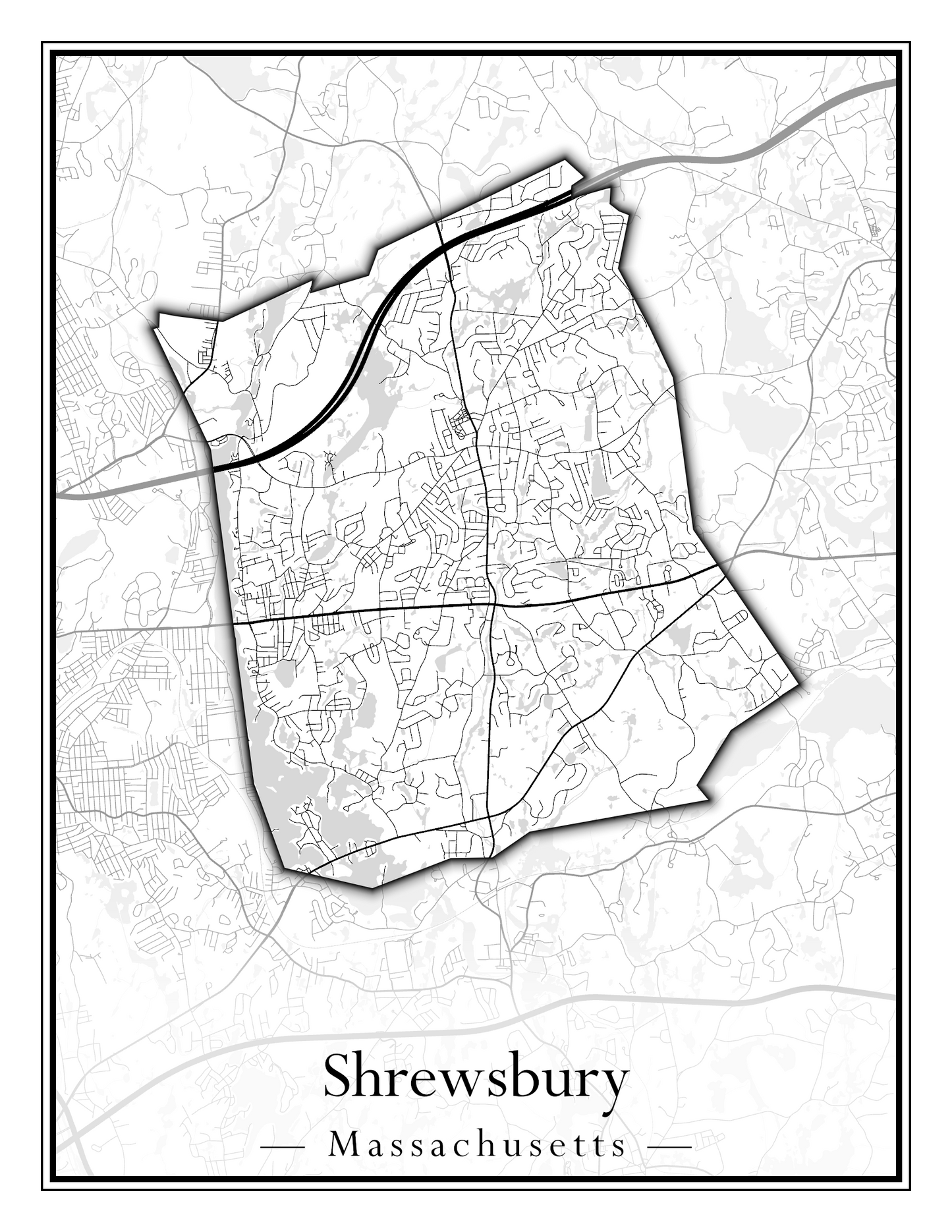 Massachusetts Towns - Street Map (Sherborn - Shutesbury)