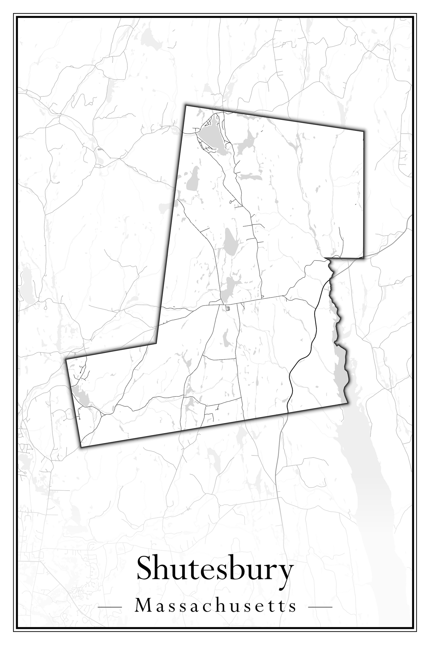 Massachusetts Towns - Street Map (Sherborn - Shutesbury)