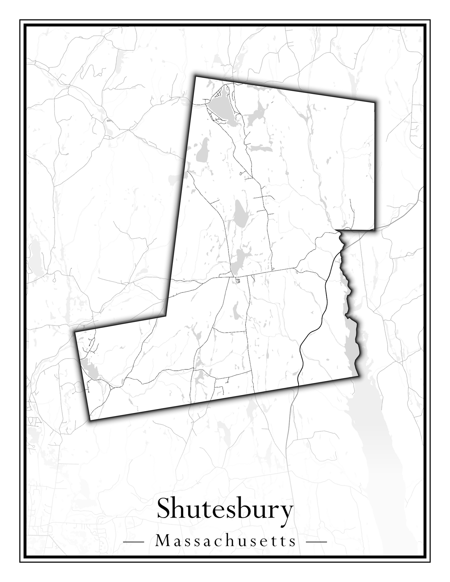 Massachusetts Towns - Street Map (Sherborn - Shutesbury)