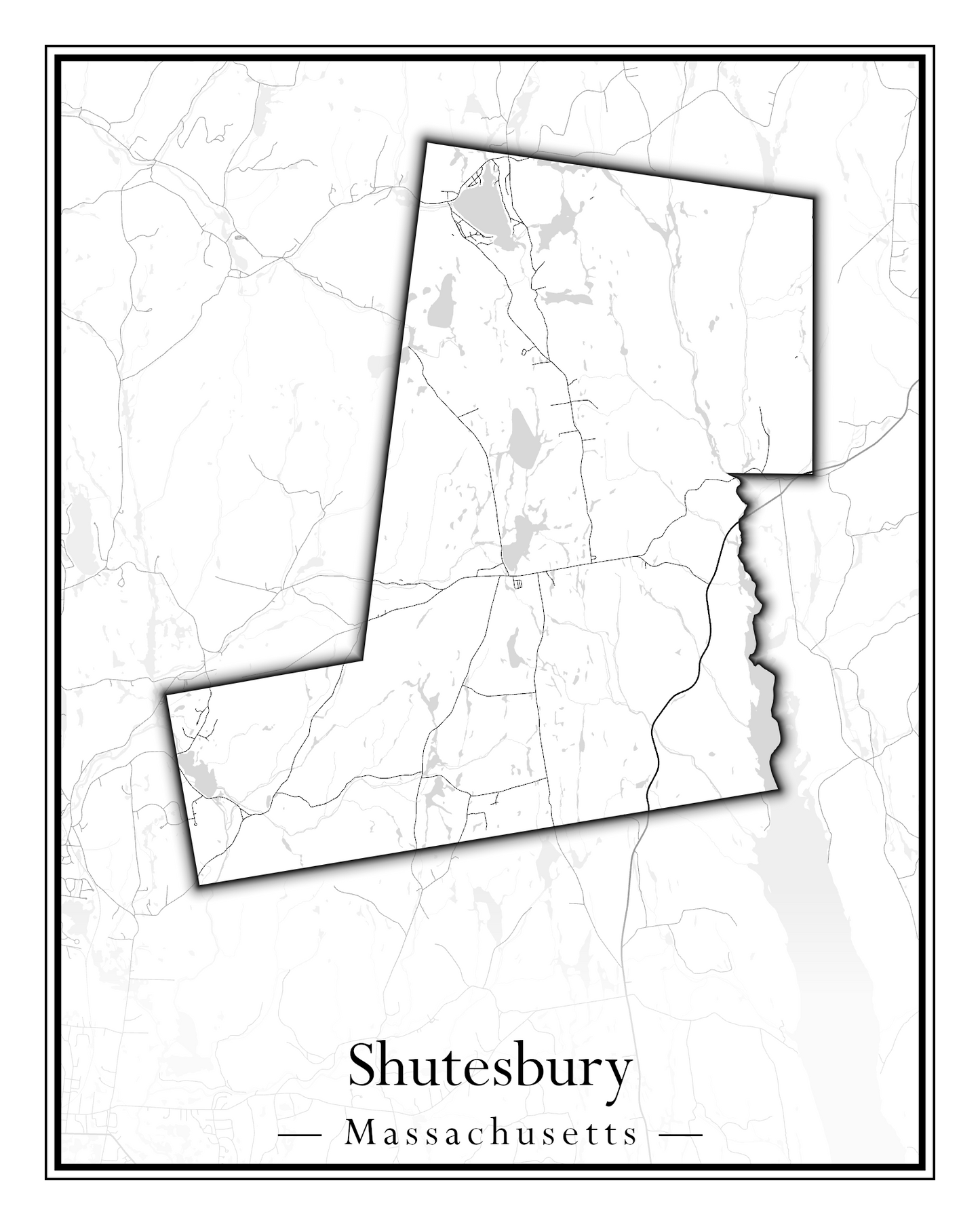 Massachusetts Towns - Street Map (Sherborn - Shutesbury)