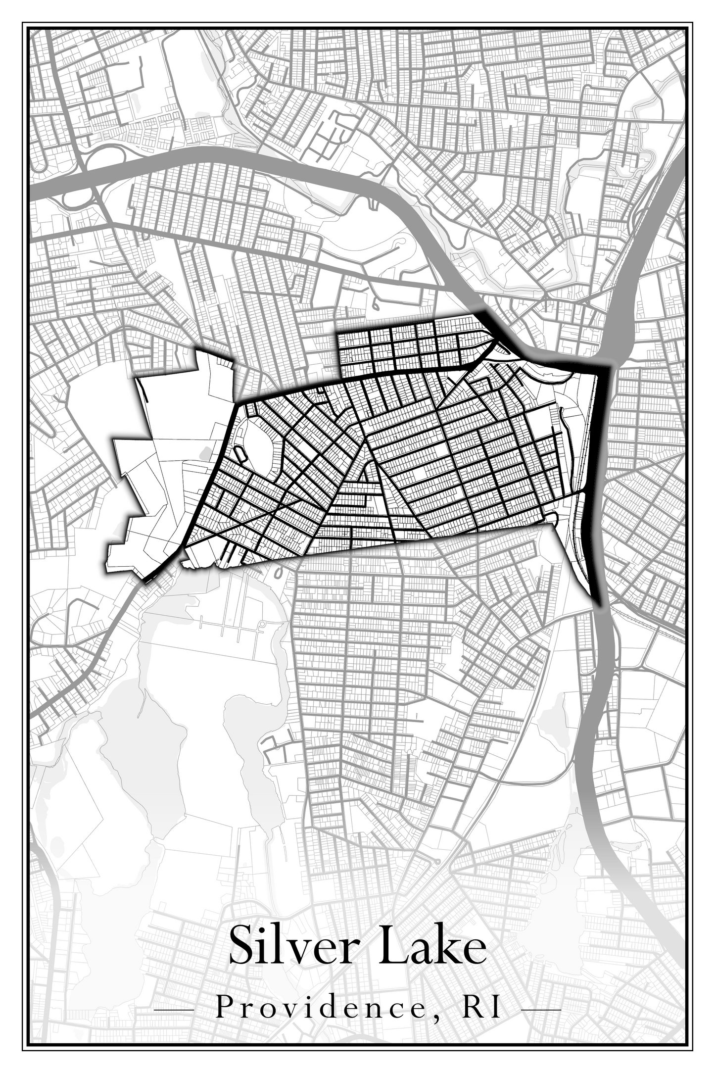 Providence Neighborhoods - Street Map (Silver Lake - Upper South Providence)