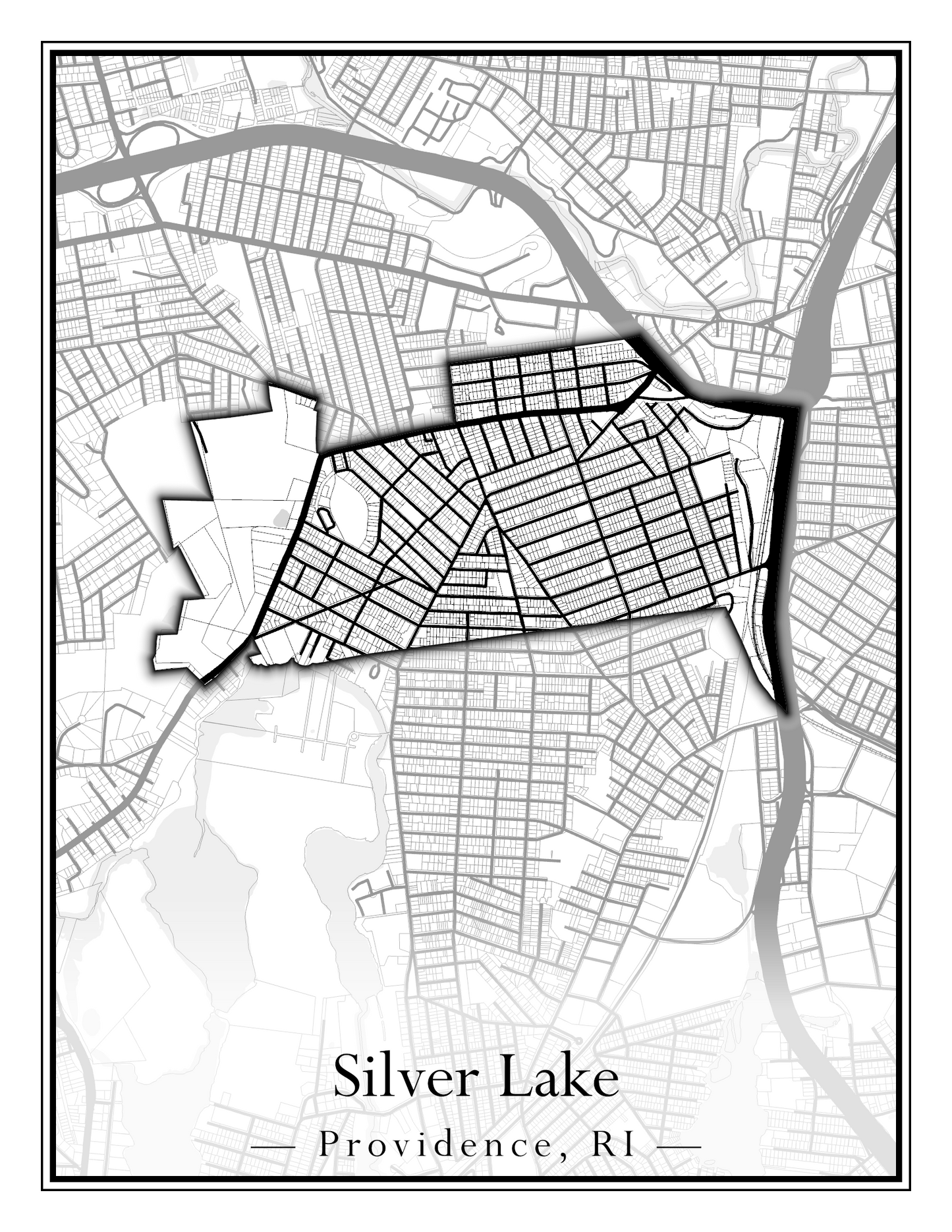 Providence Neighborhoods - Street Map (Silver Lake - Upper South Providence)