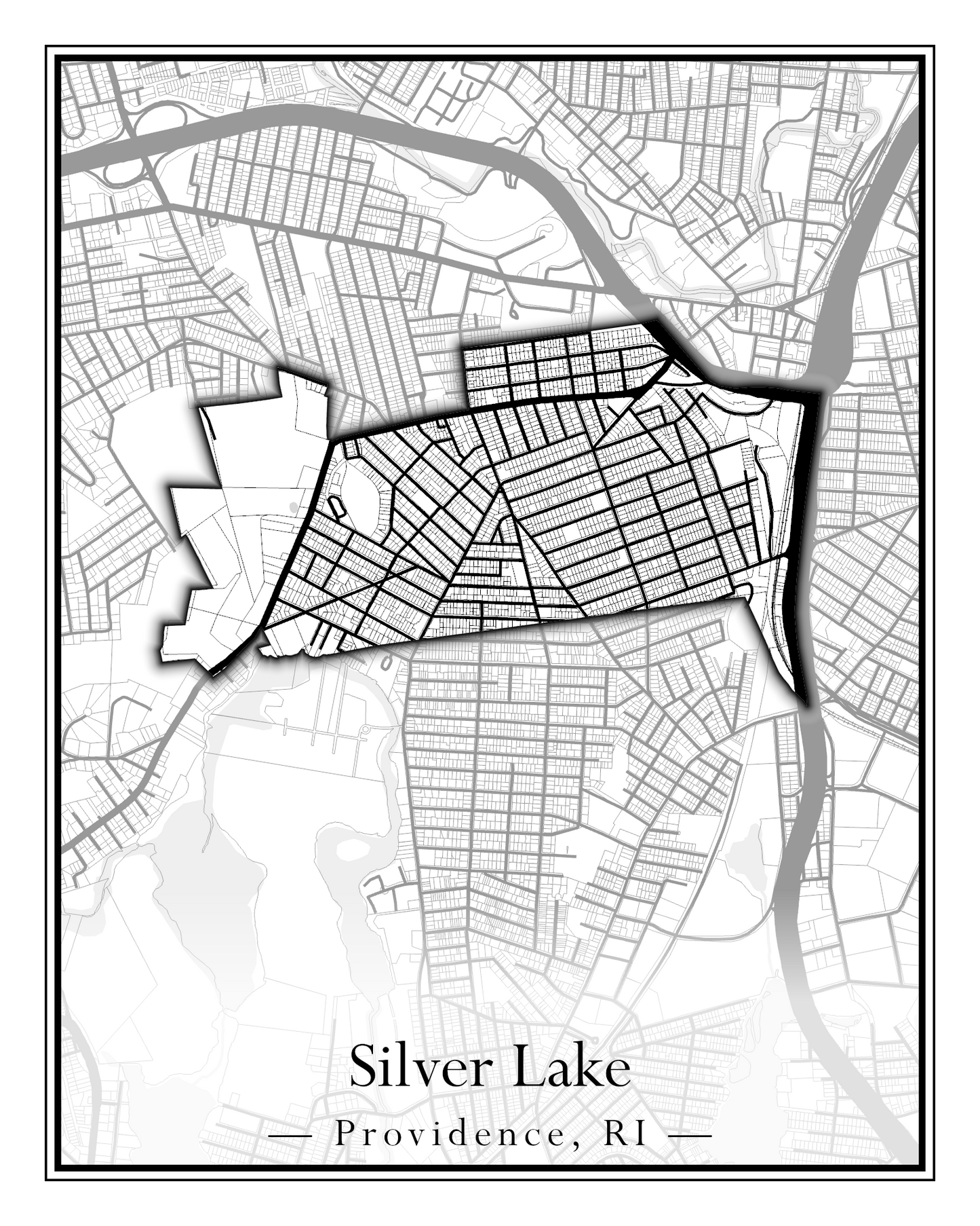 Providence Neighborhoods - Street Map (Silver Lake - Upper South Providence)