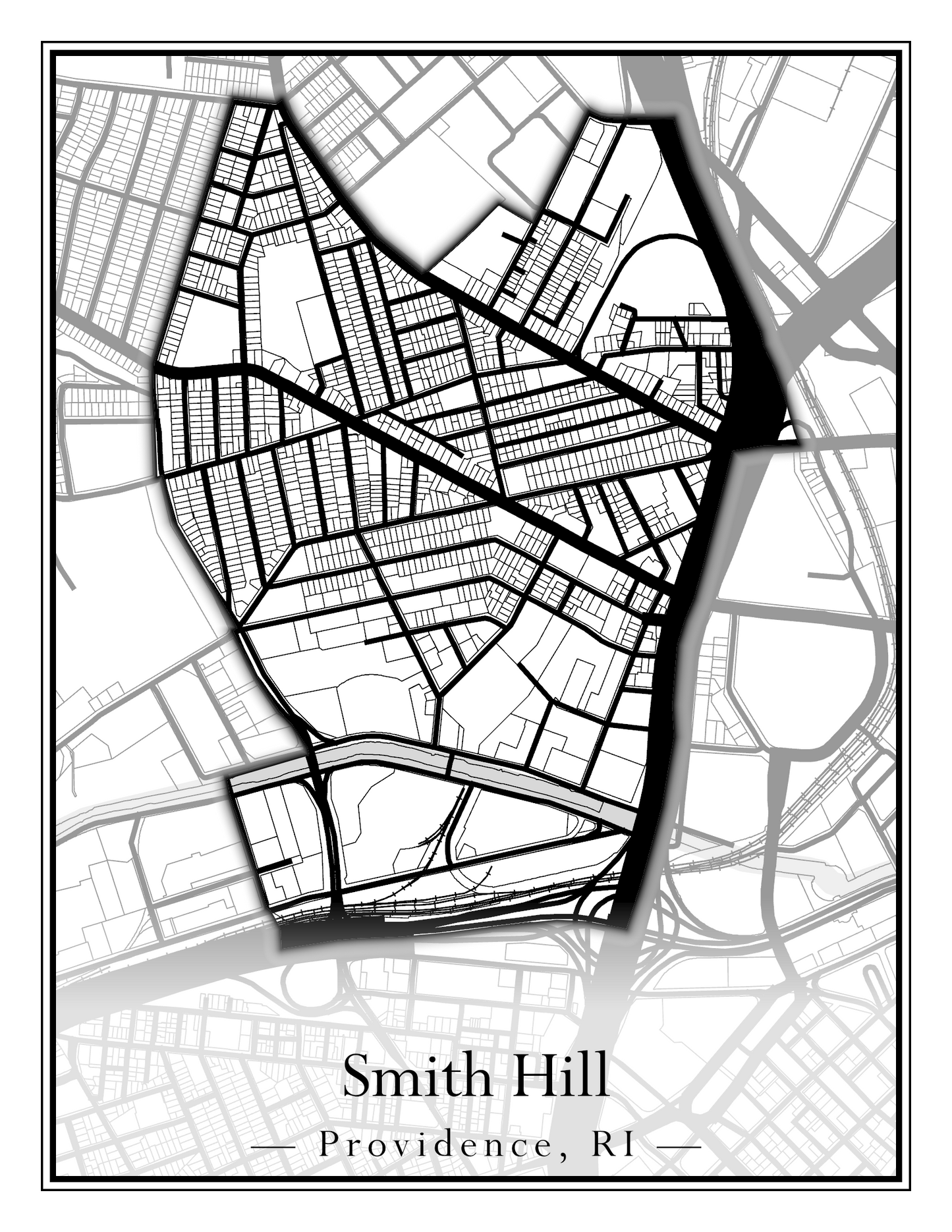 Providence Neighborhoods - Street Map (Silver Lake - Upper South Providence)