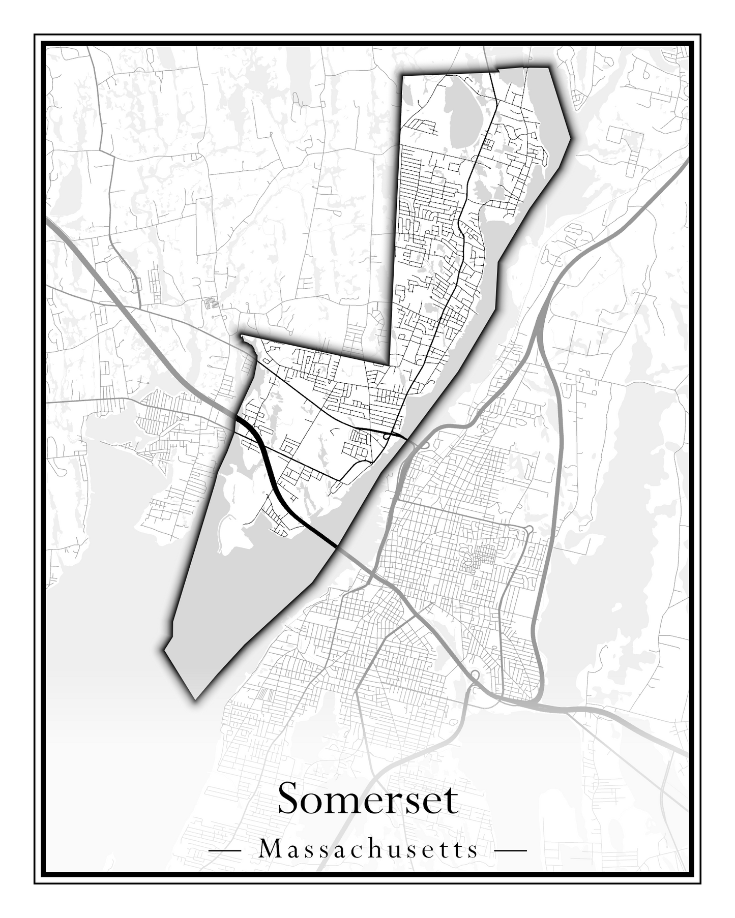 Massachusetts Towns - Street Map (Somerset - Southampton)