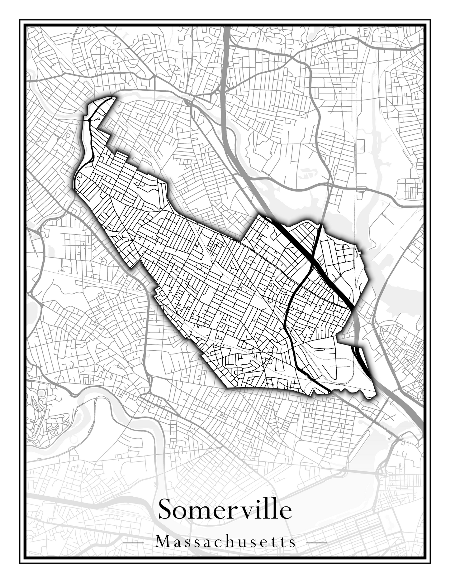 Massachusetts Towns - Street Map (Somerset - Southampton)