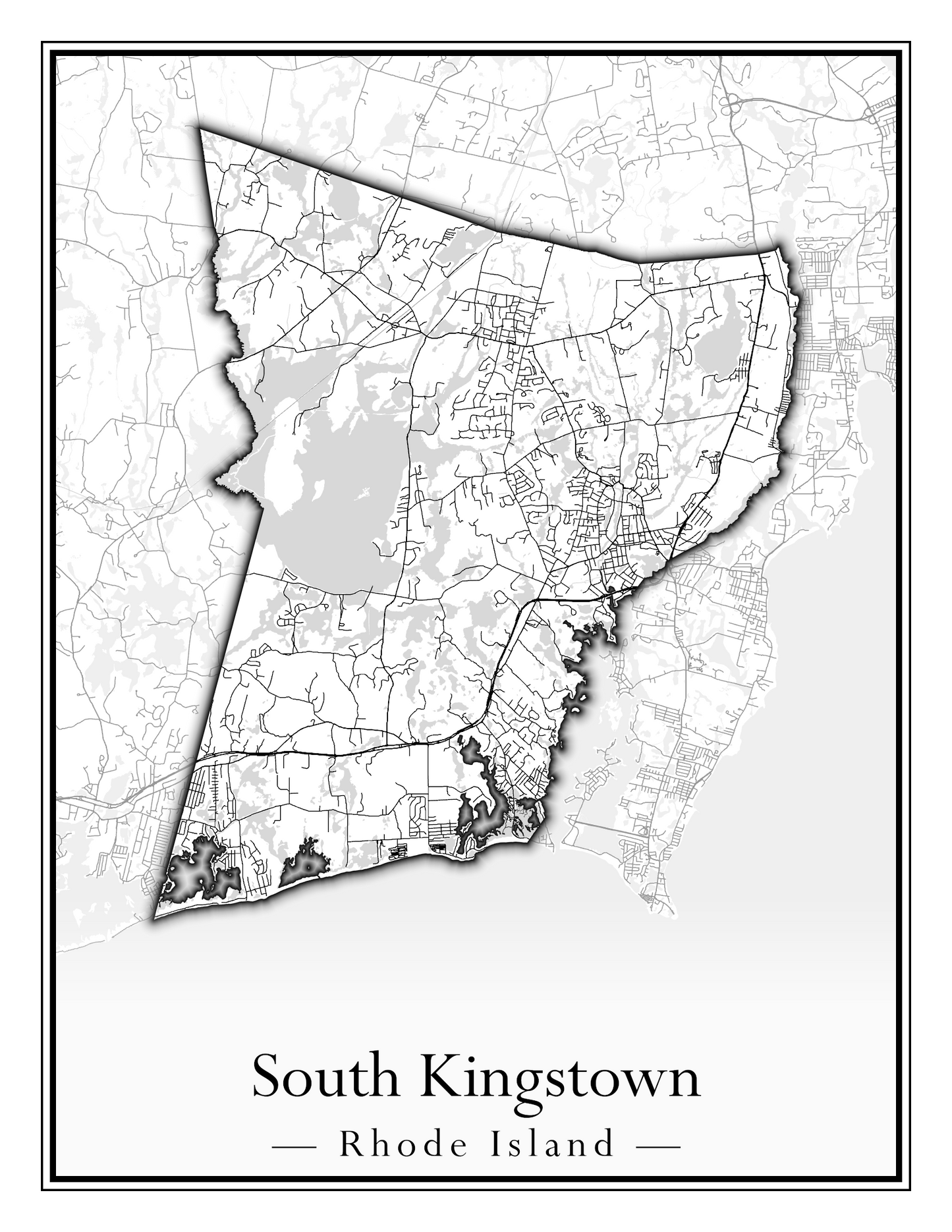 Rhode Island Towns - Street Map (Richmond - South Kingstown)