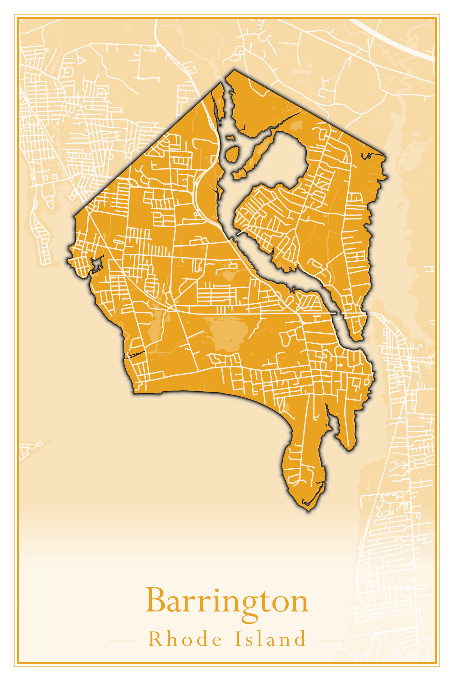 Rhode Island Towns - Street Map (Barrington - Central Falls)