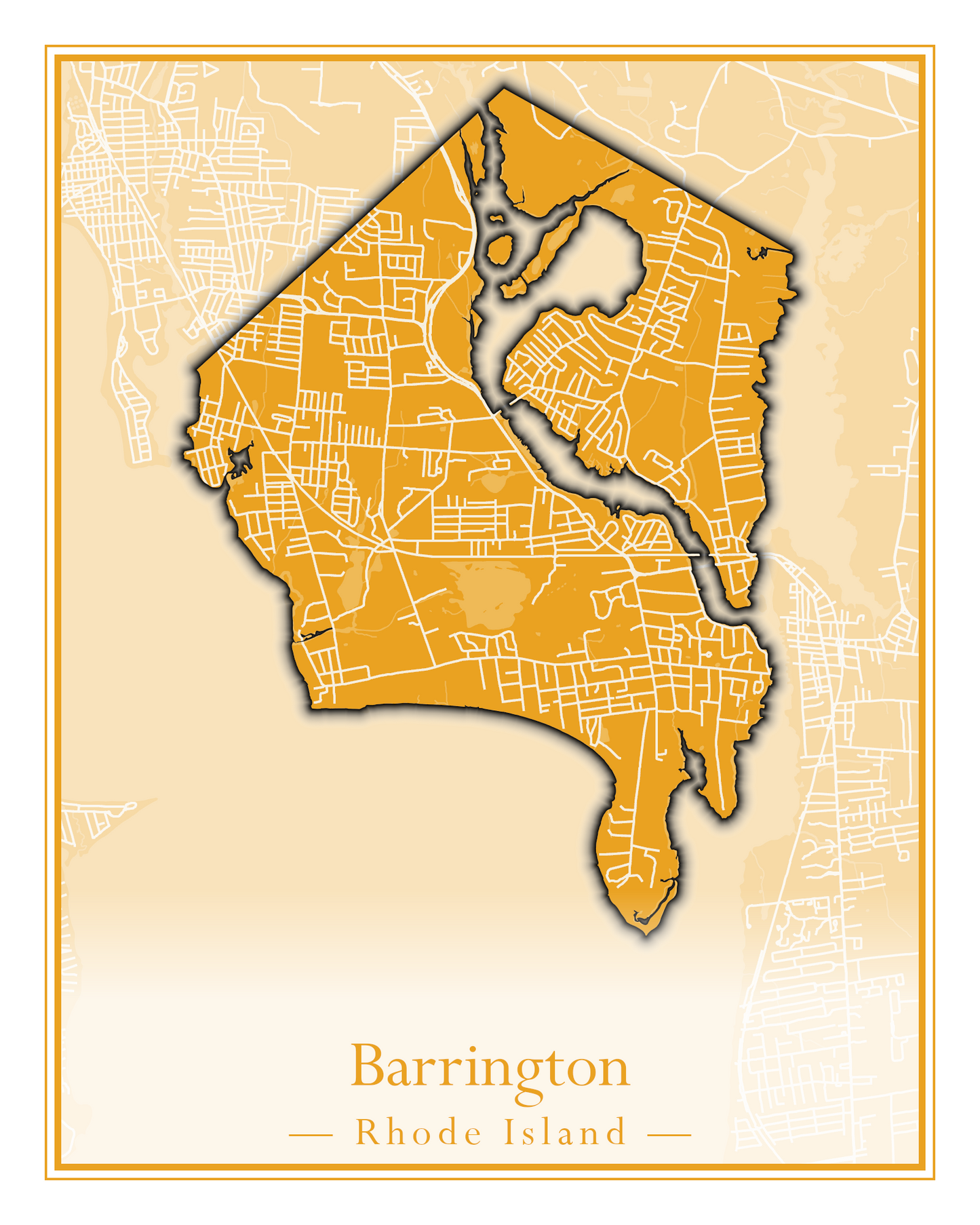 Rhode Island Towns - Street Map (Barrington - Central Falls)