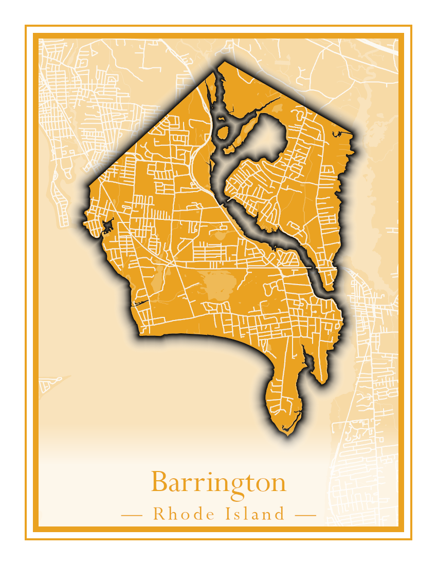 Rhode Island Towns - Street Map (Barrington - Central Falls)