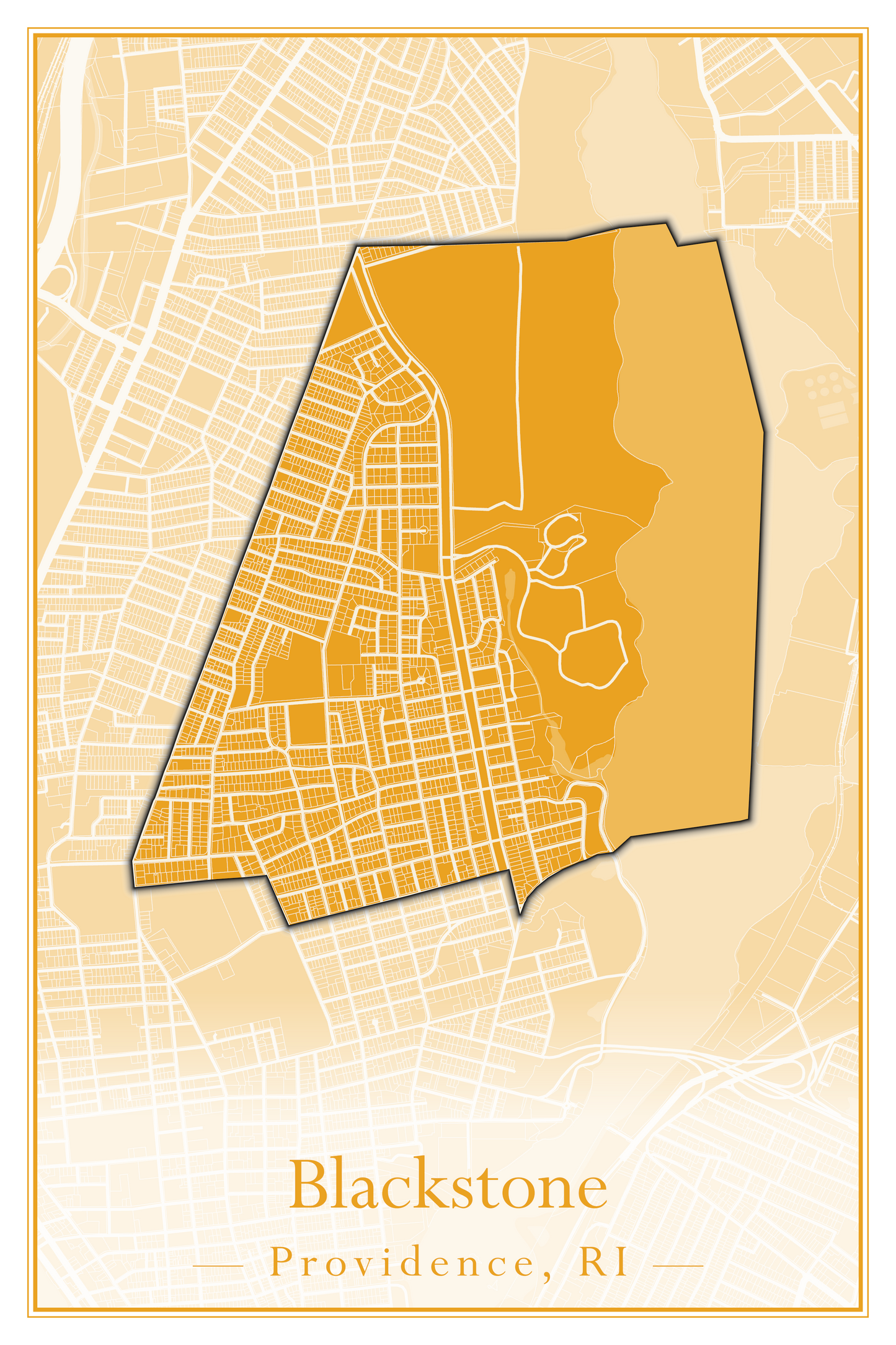 Providence Neighborhoods - Street Map (Blackstone - Downtown)