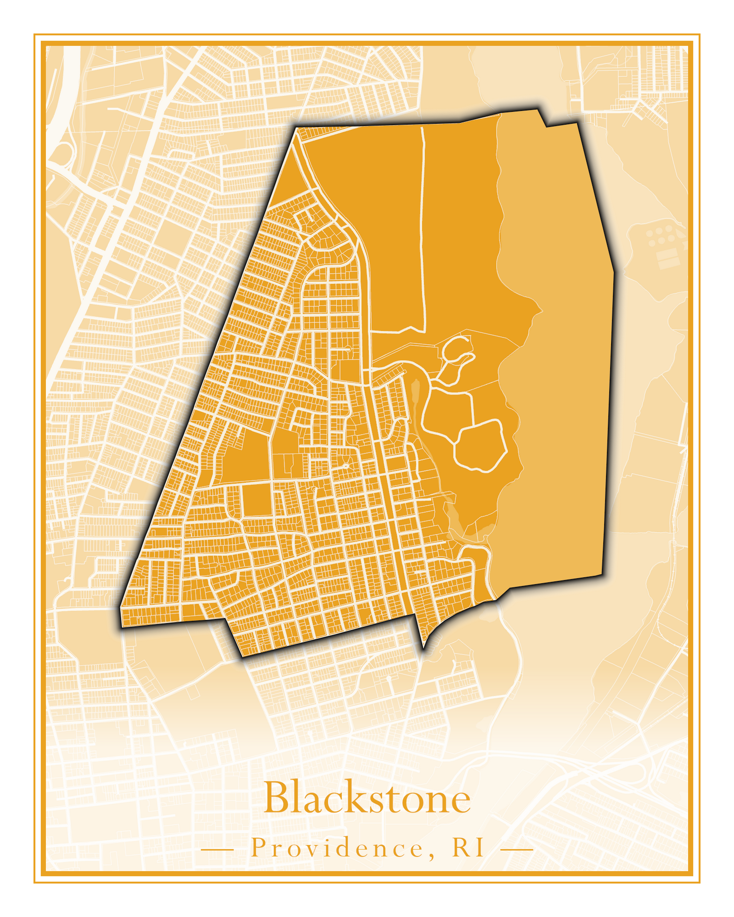 Providence Neighborhoods - Street Map (Blackstone - Downtown)