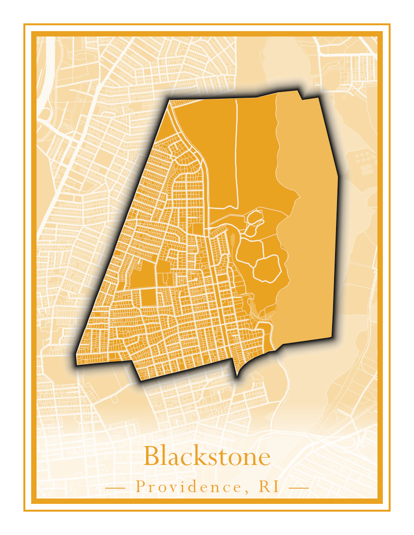 Providence Neighborhoods - Street Map (Blackstone - Downtown)