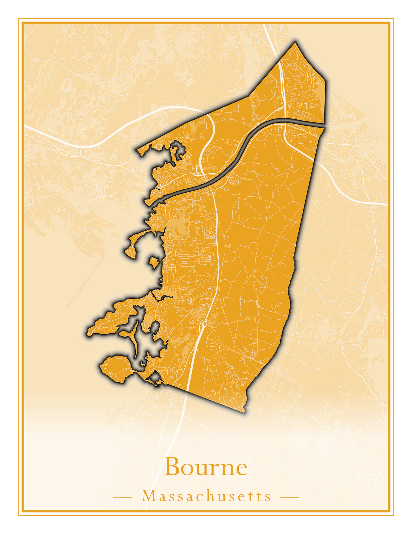 Massachusetts Towns - Street Map (Bourne - Boylston)