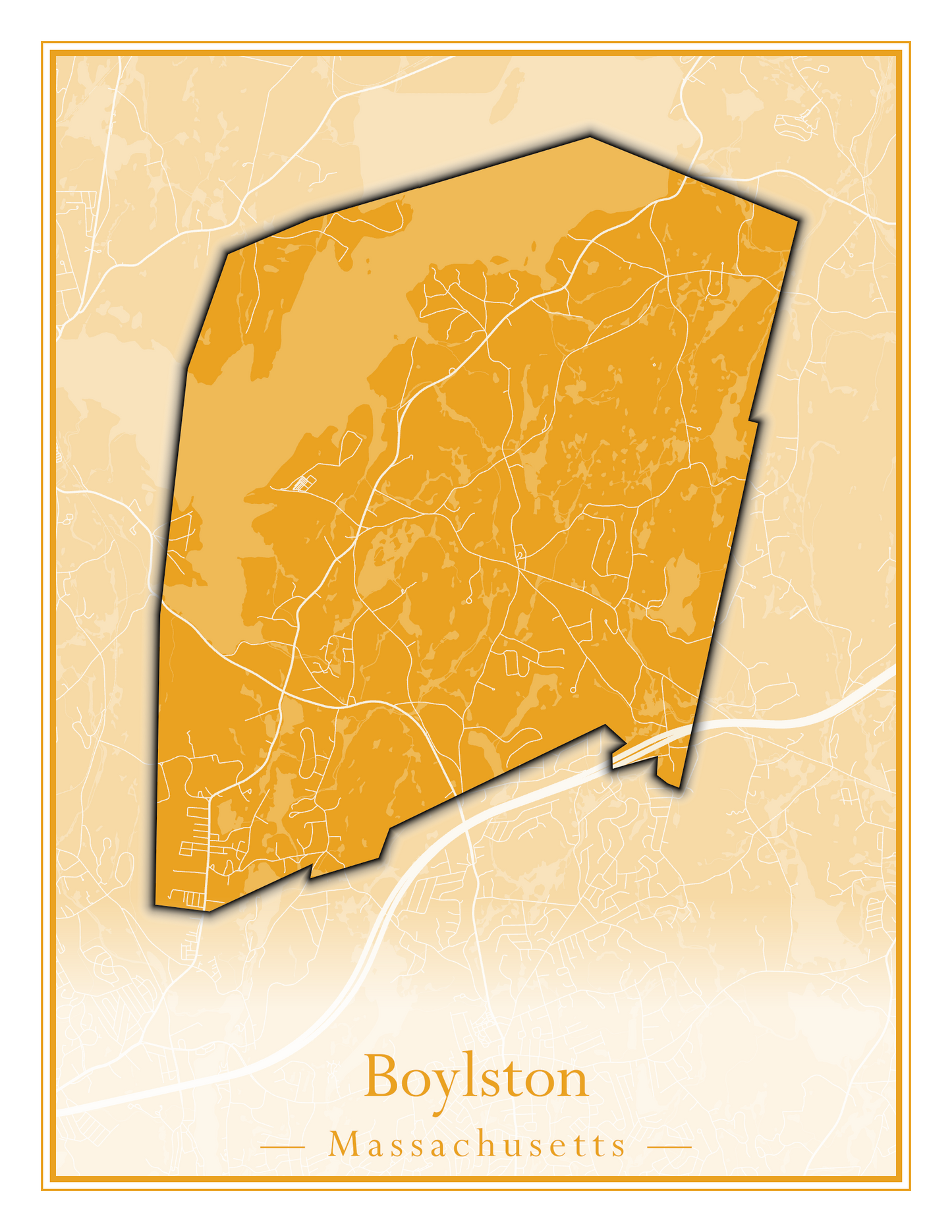 Massachusetts Towns - Street Map (Bourne - Boylston)