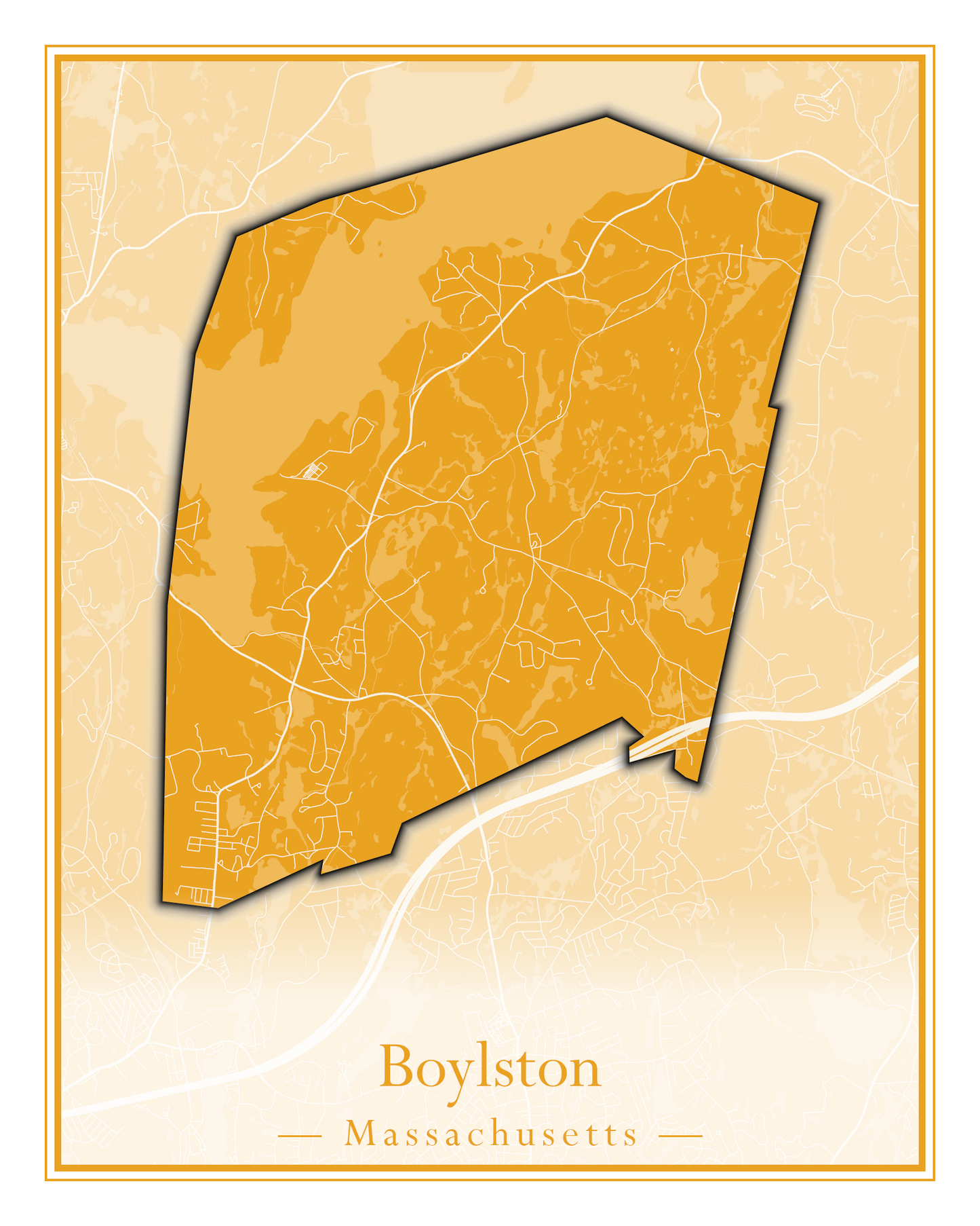 Massachusetts Towns - Street Map (Bourne - Boylston)