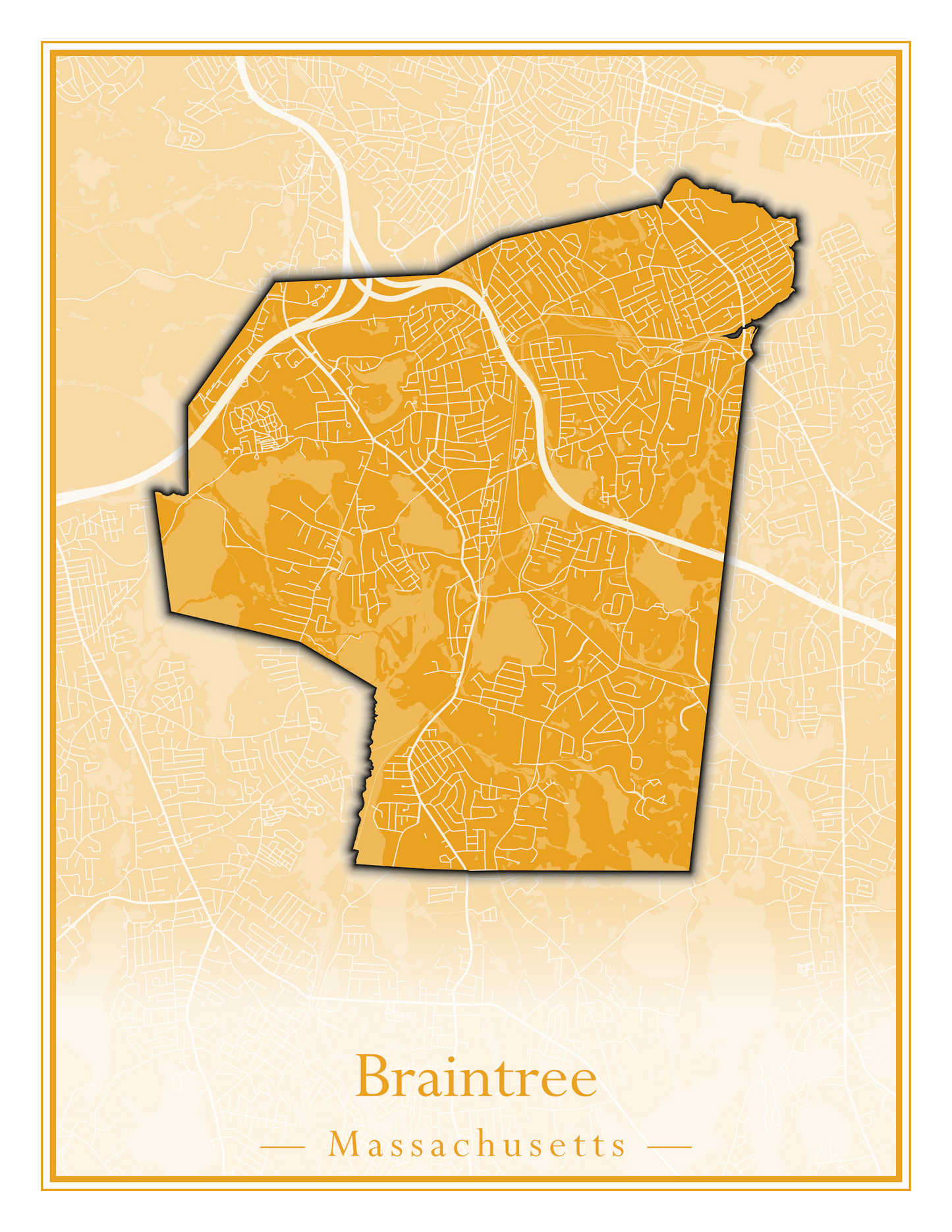 Massachusetts Towns - Street Map (Braintree - Brimfield)